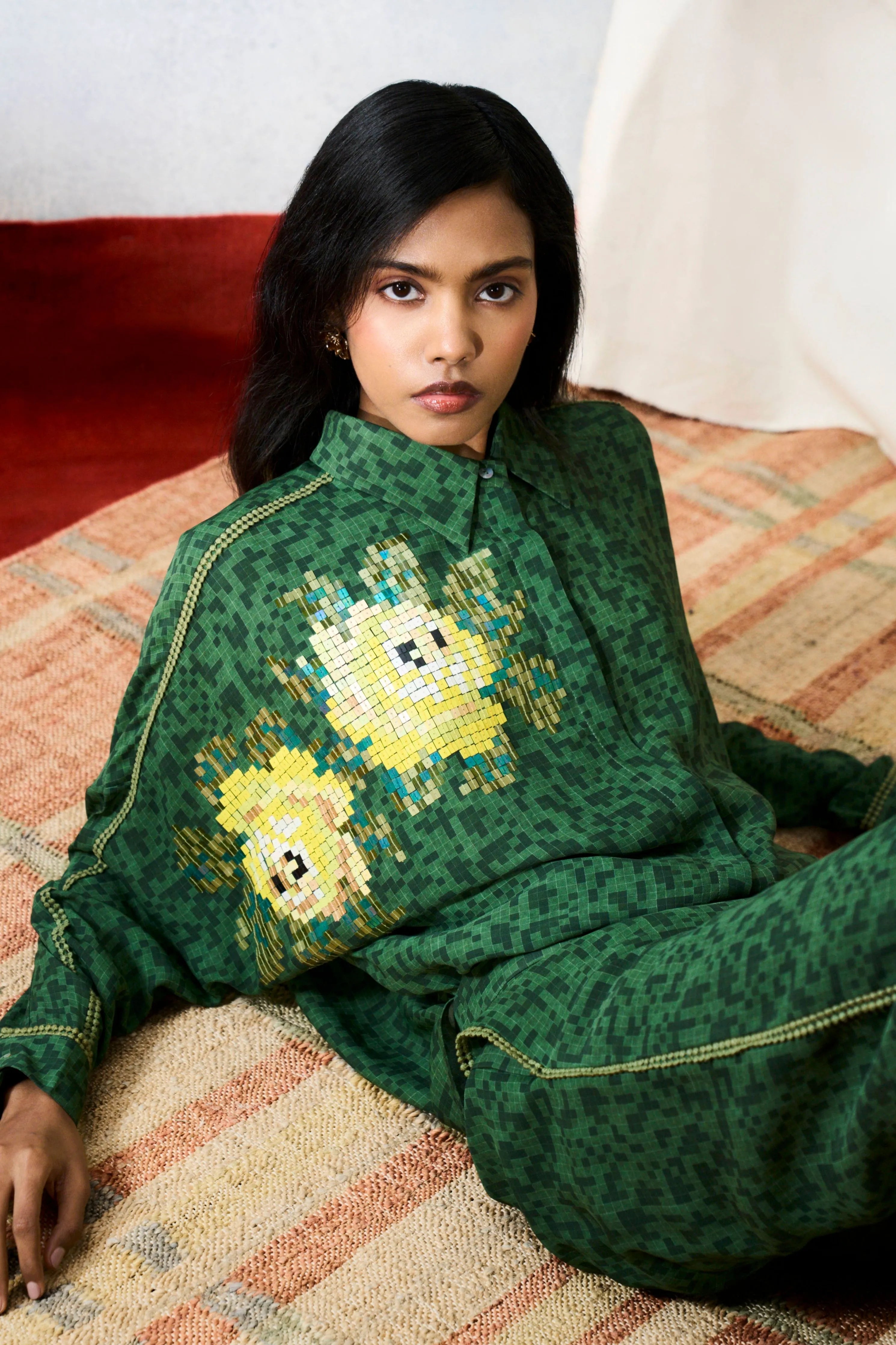 Elba Kimono Shirt Green