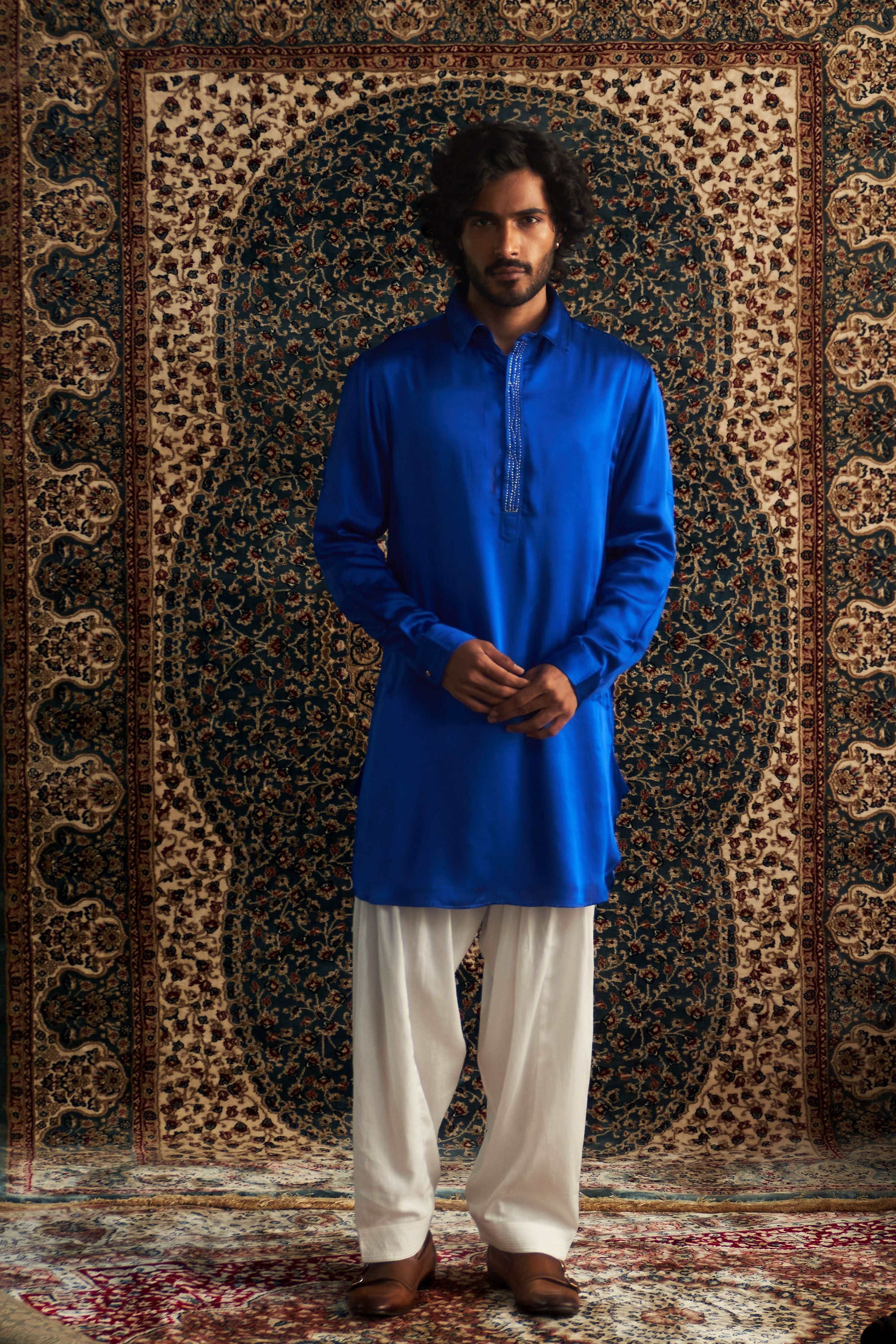 Blue pathani kurts set
