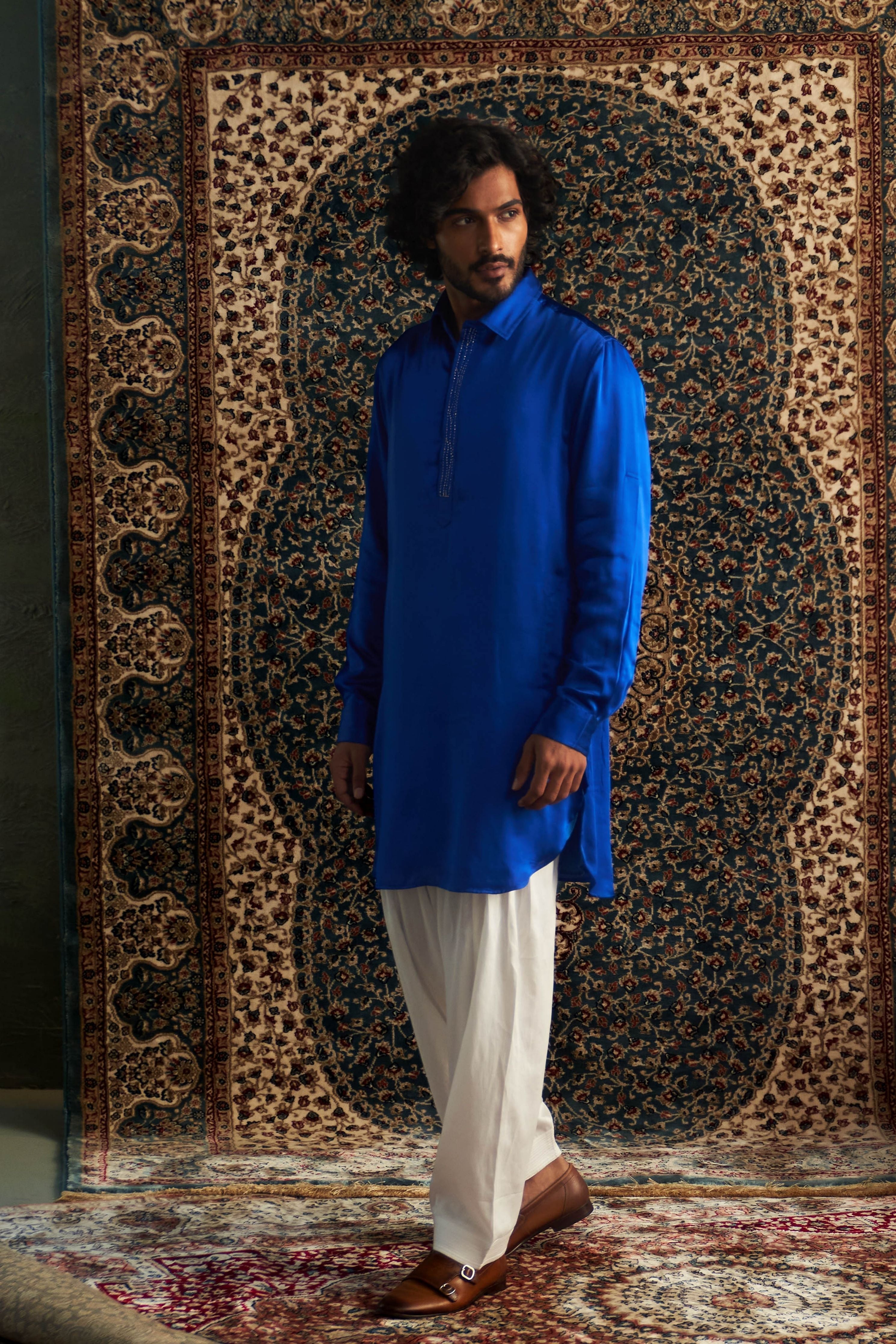Blue pathani kurts set