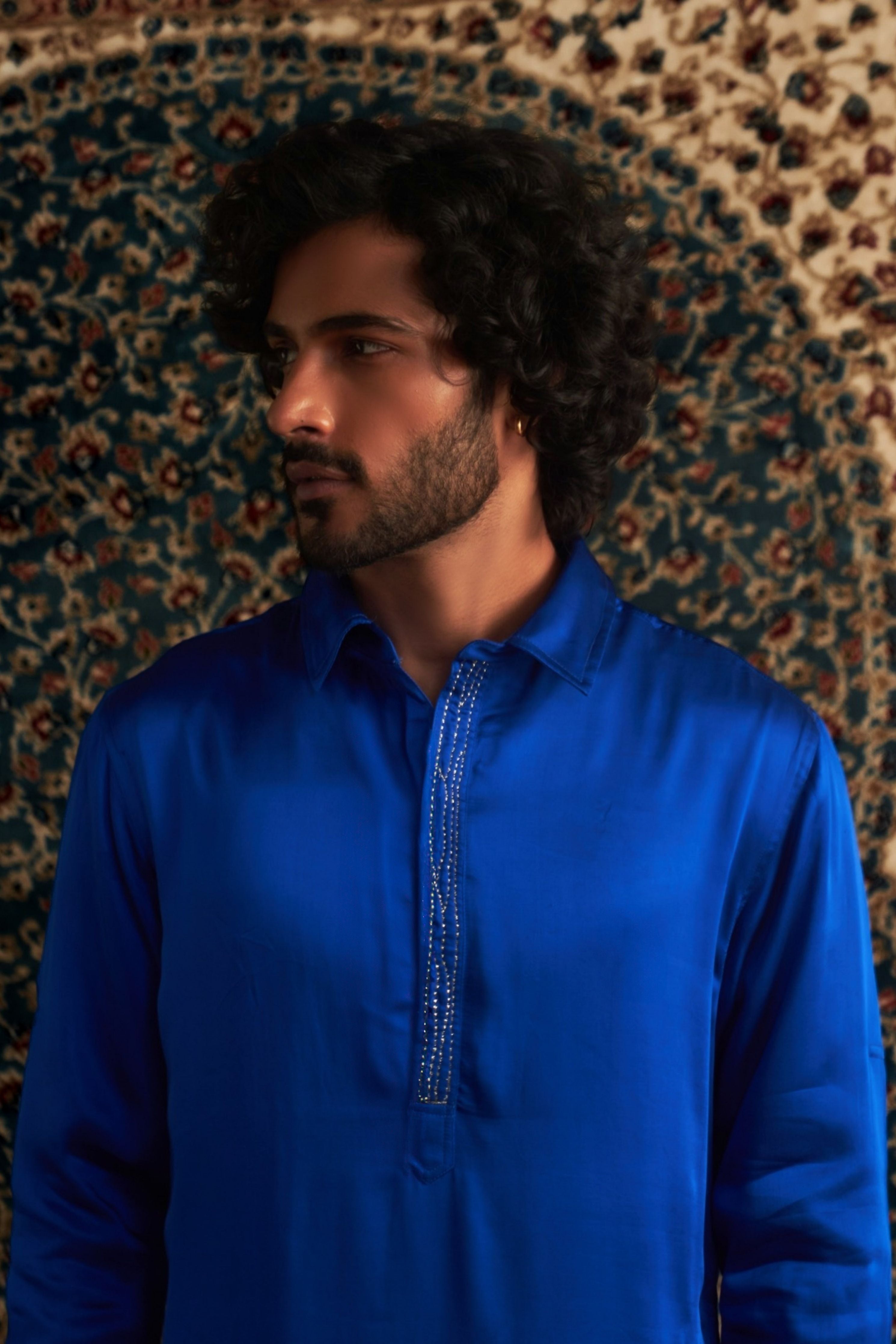 Blue pathani kurts set