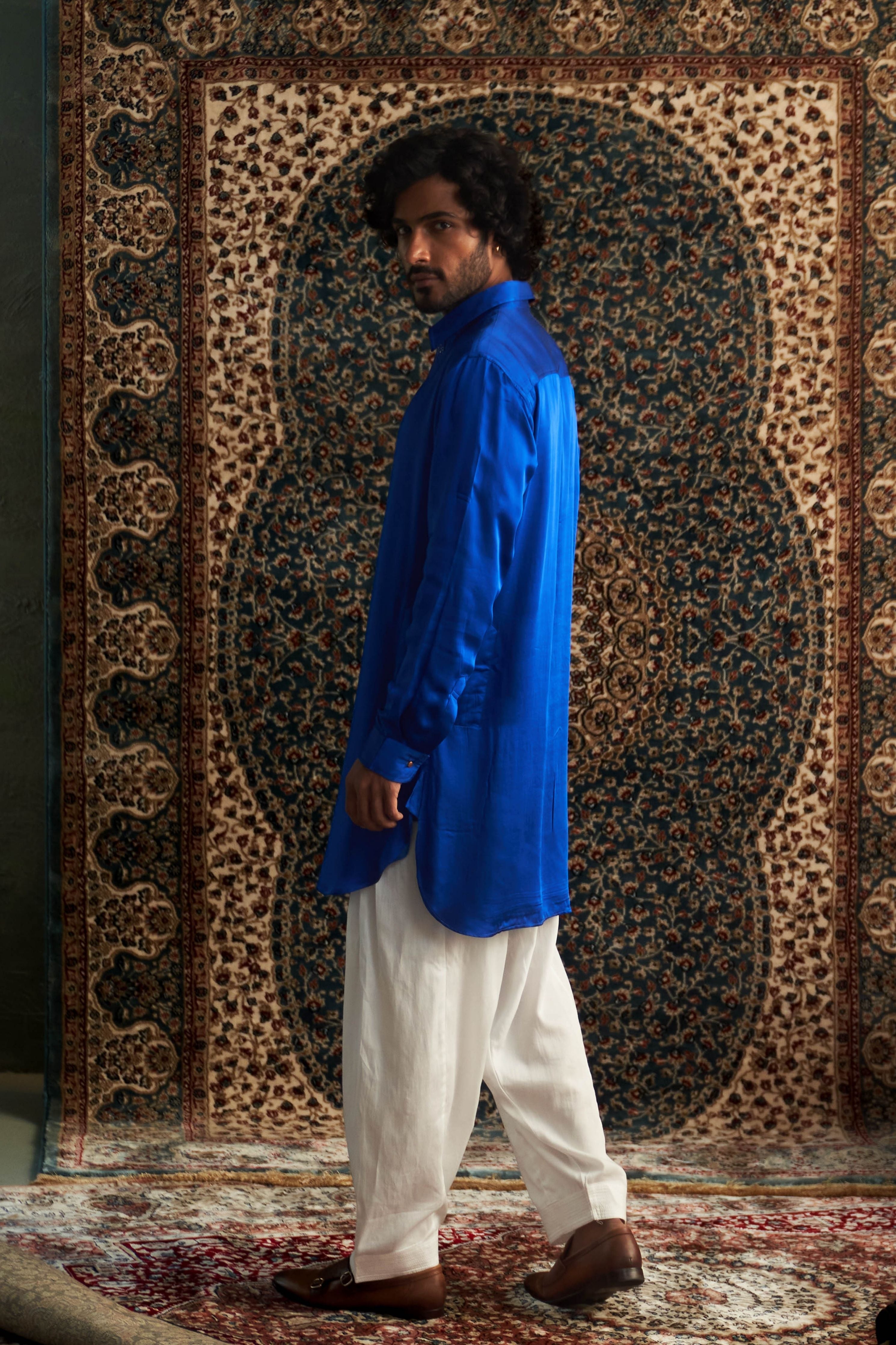 Blue pathani kurts set