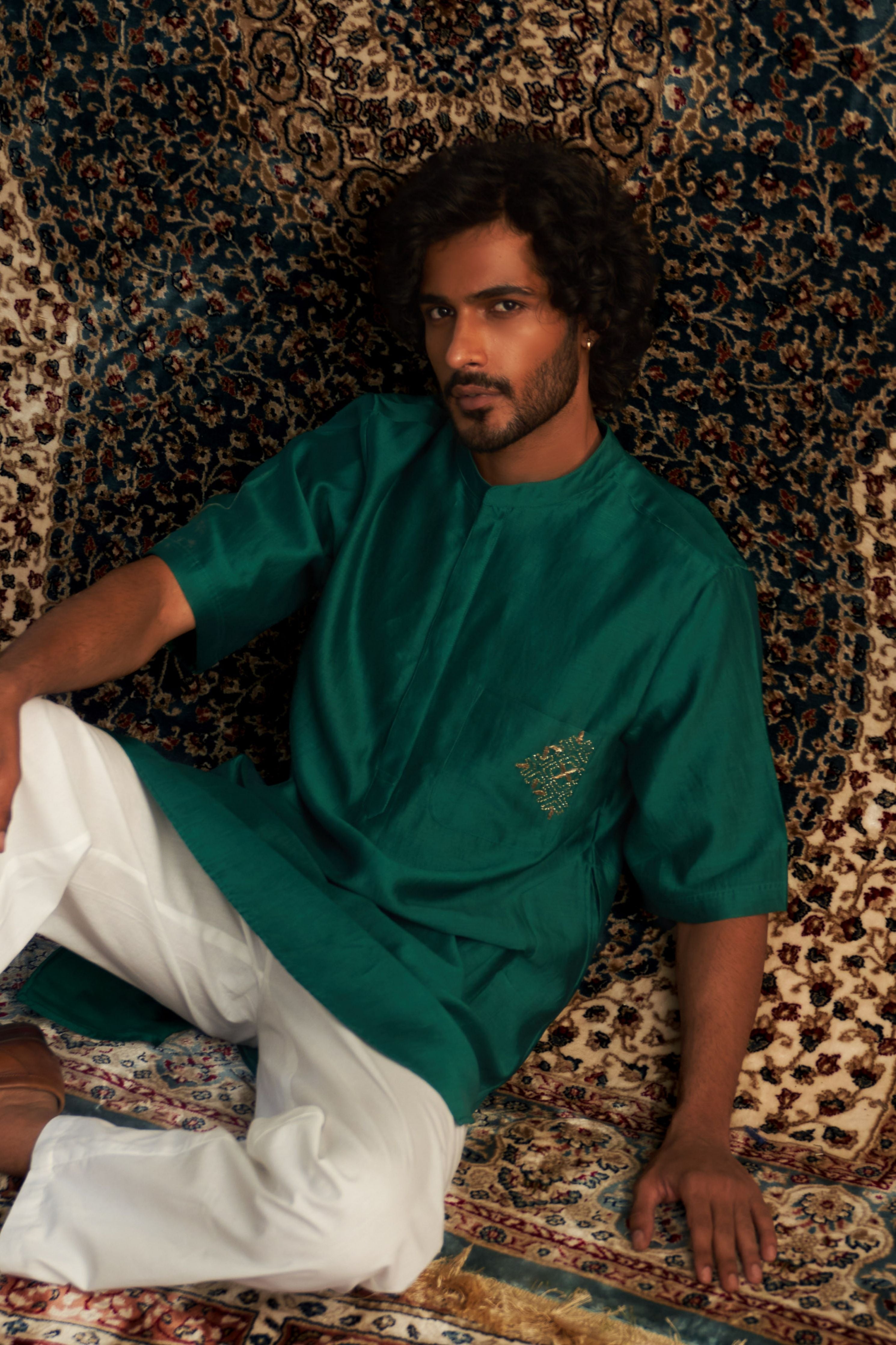 Emerald Green Short Kurta Set