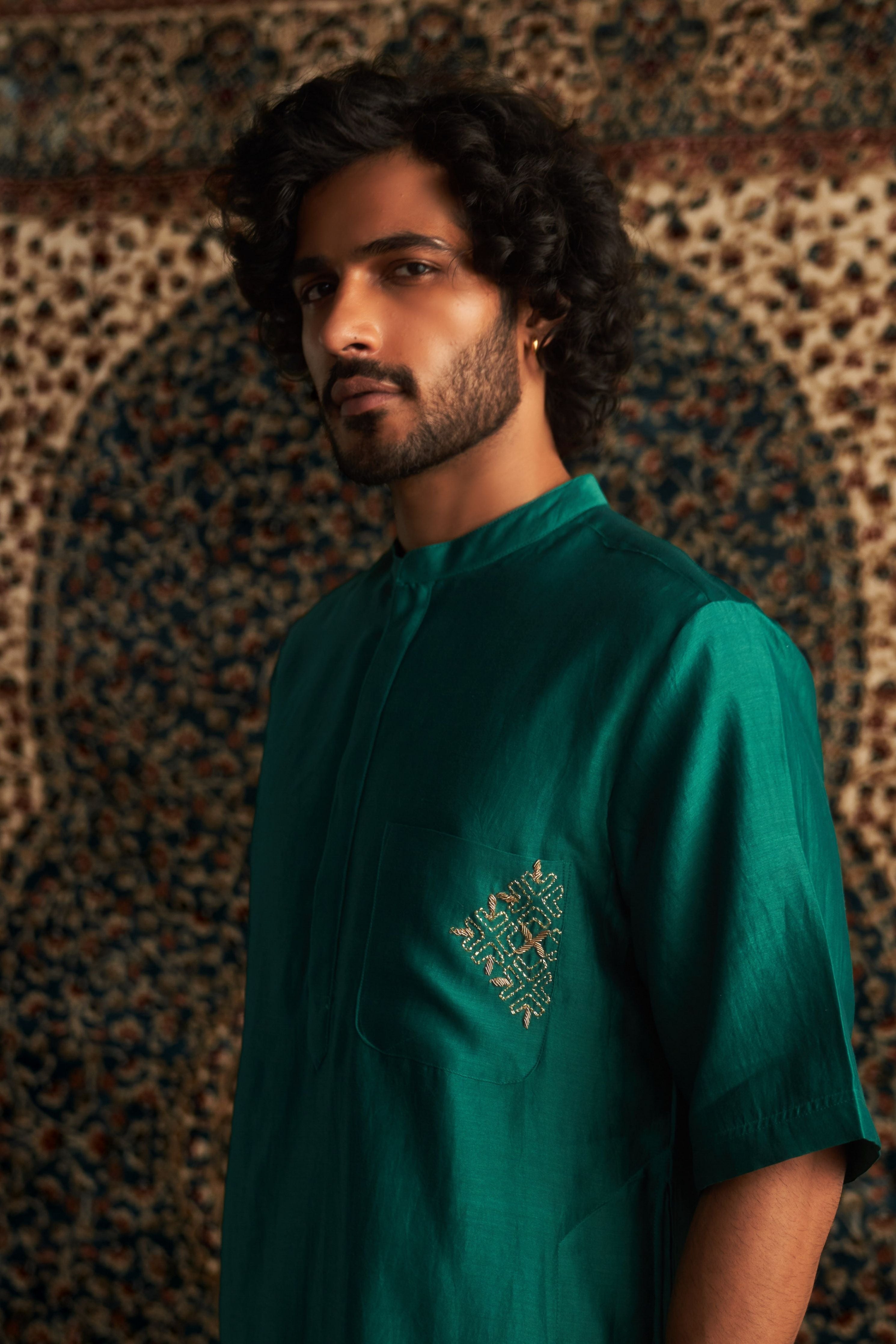Emerald Green Short Kurta Set