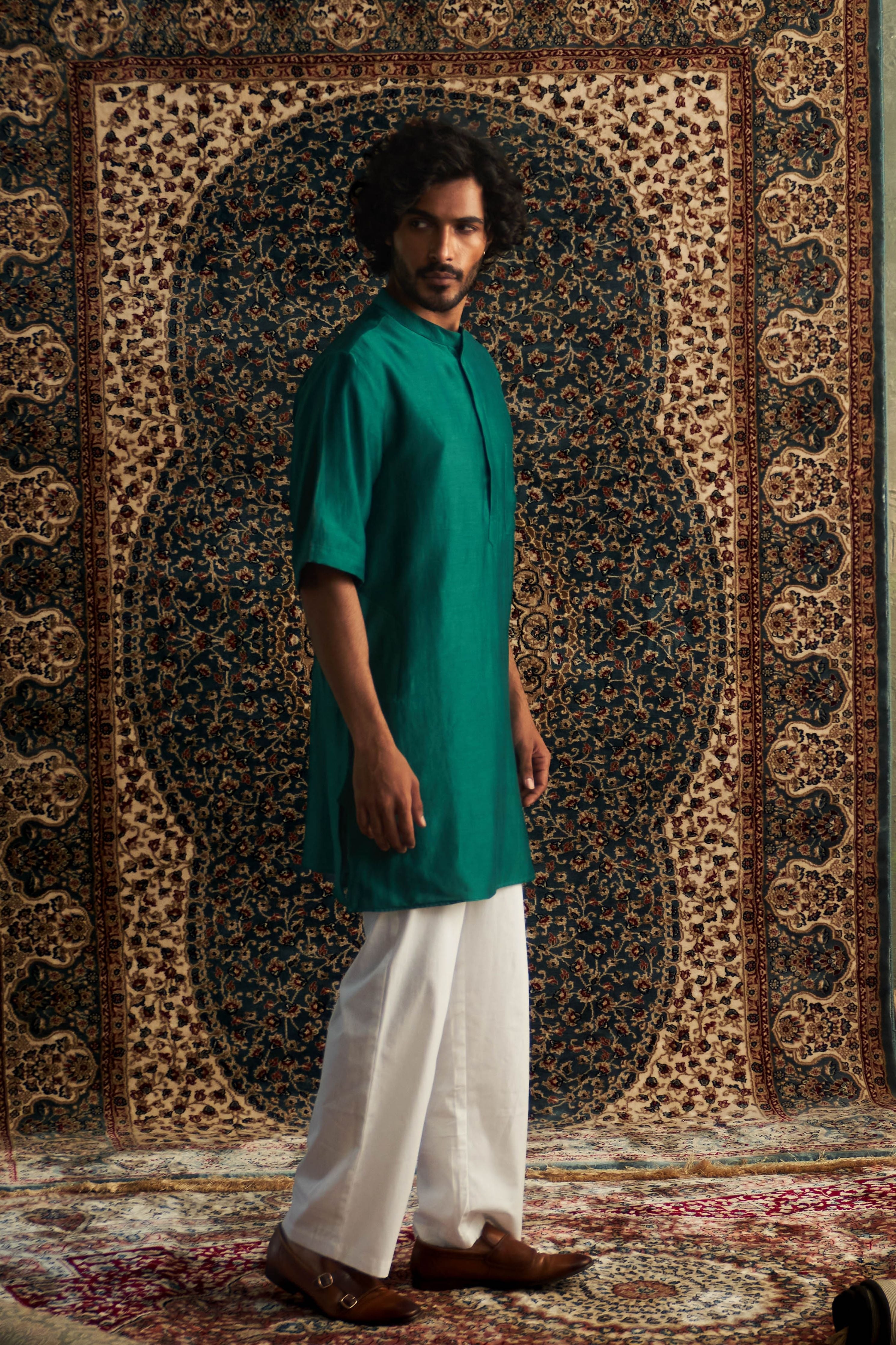 Emerald Green Short Kurta Set