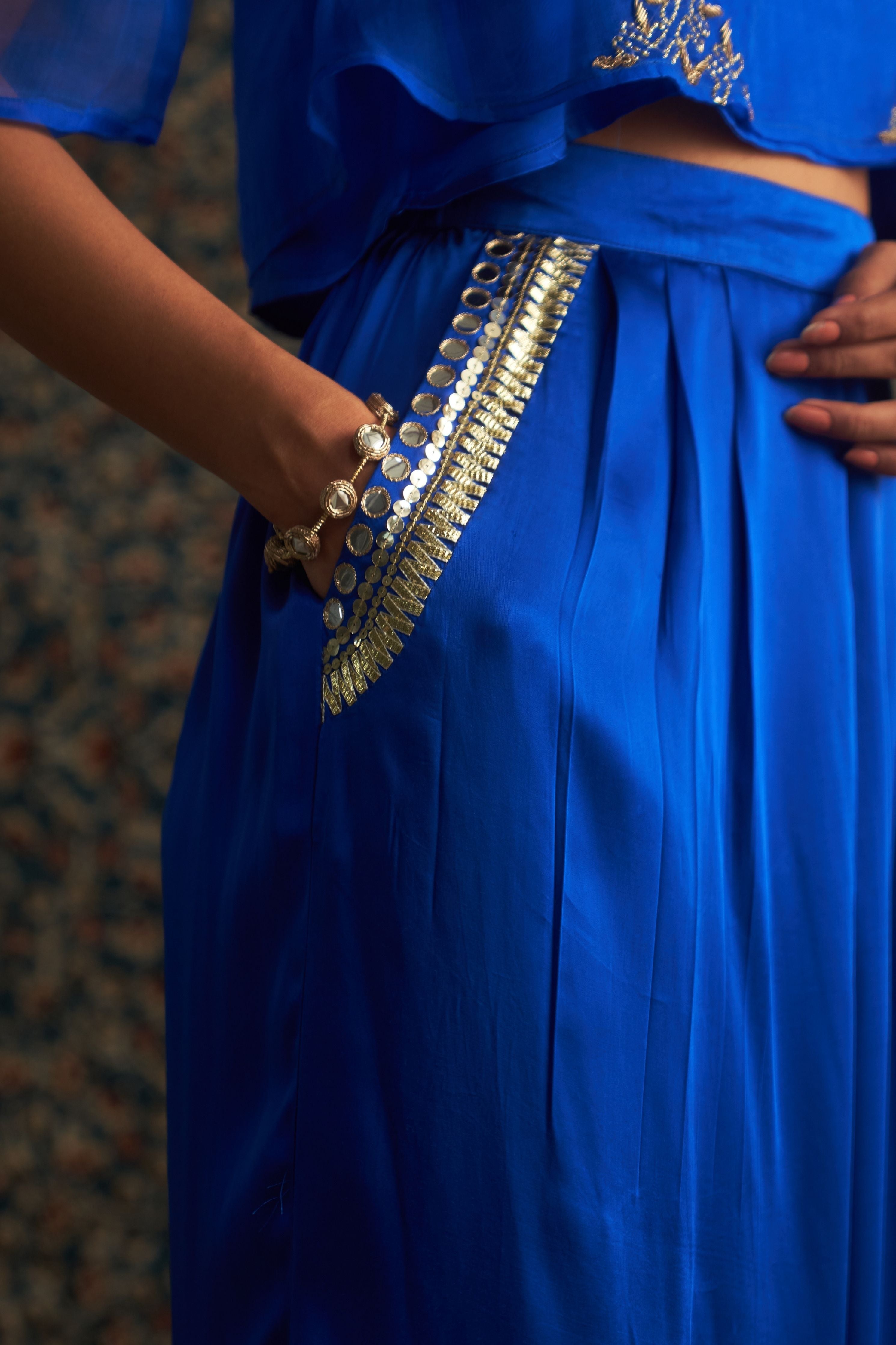Blue Embroidered coord set