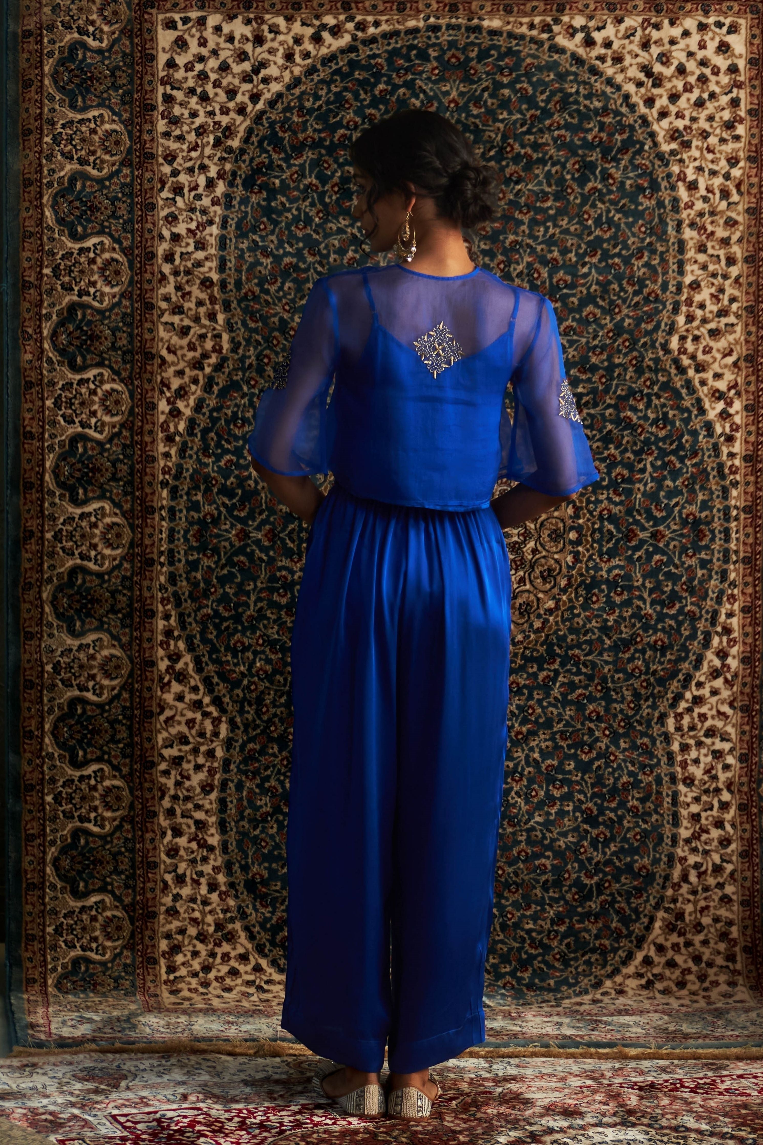 Blue Embroidered coord set