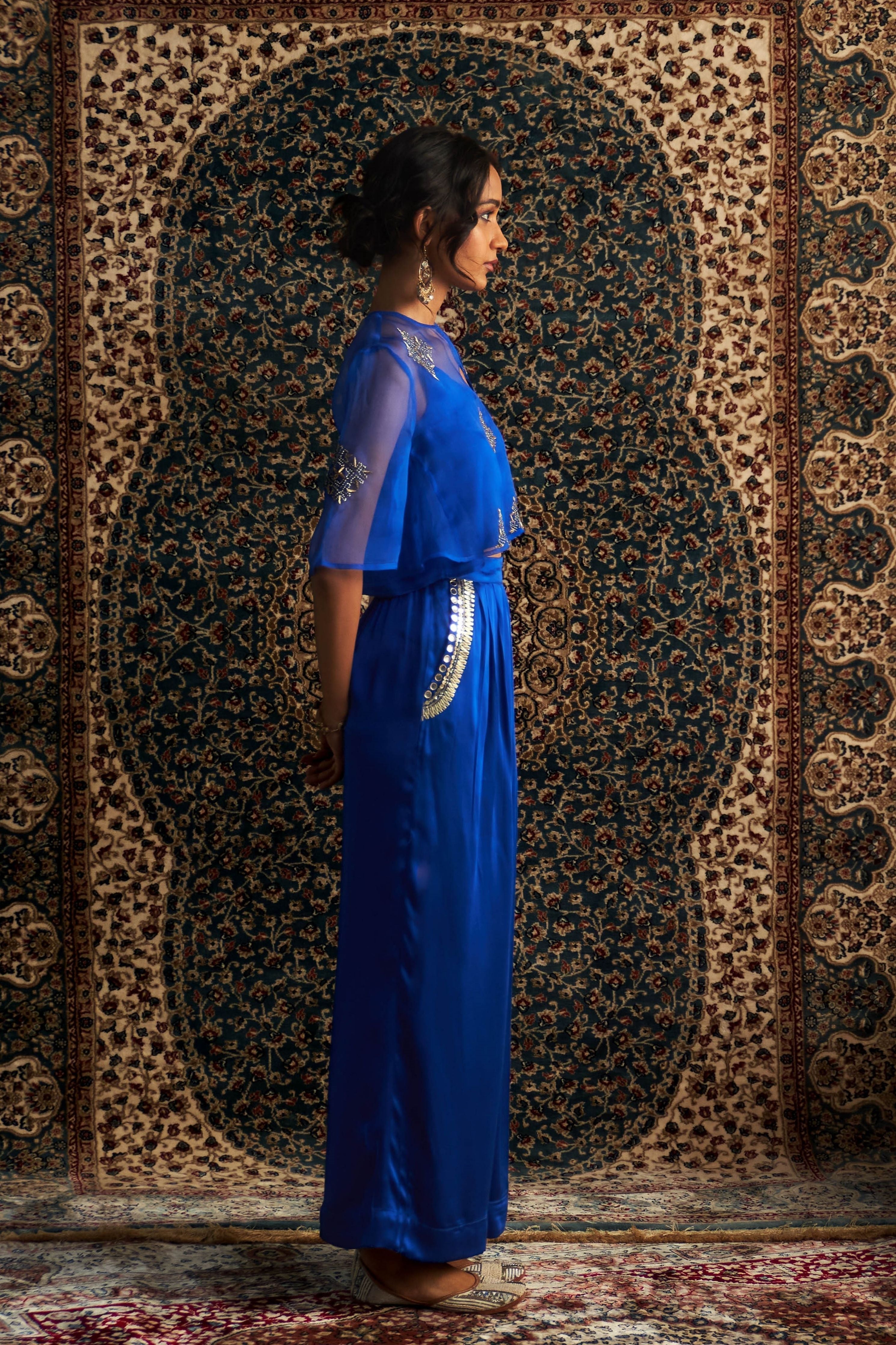 Blue Embroidered coord set