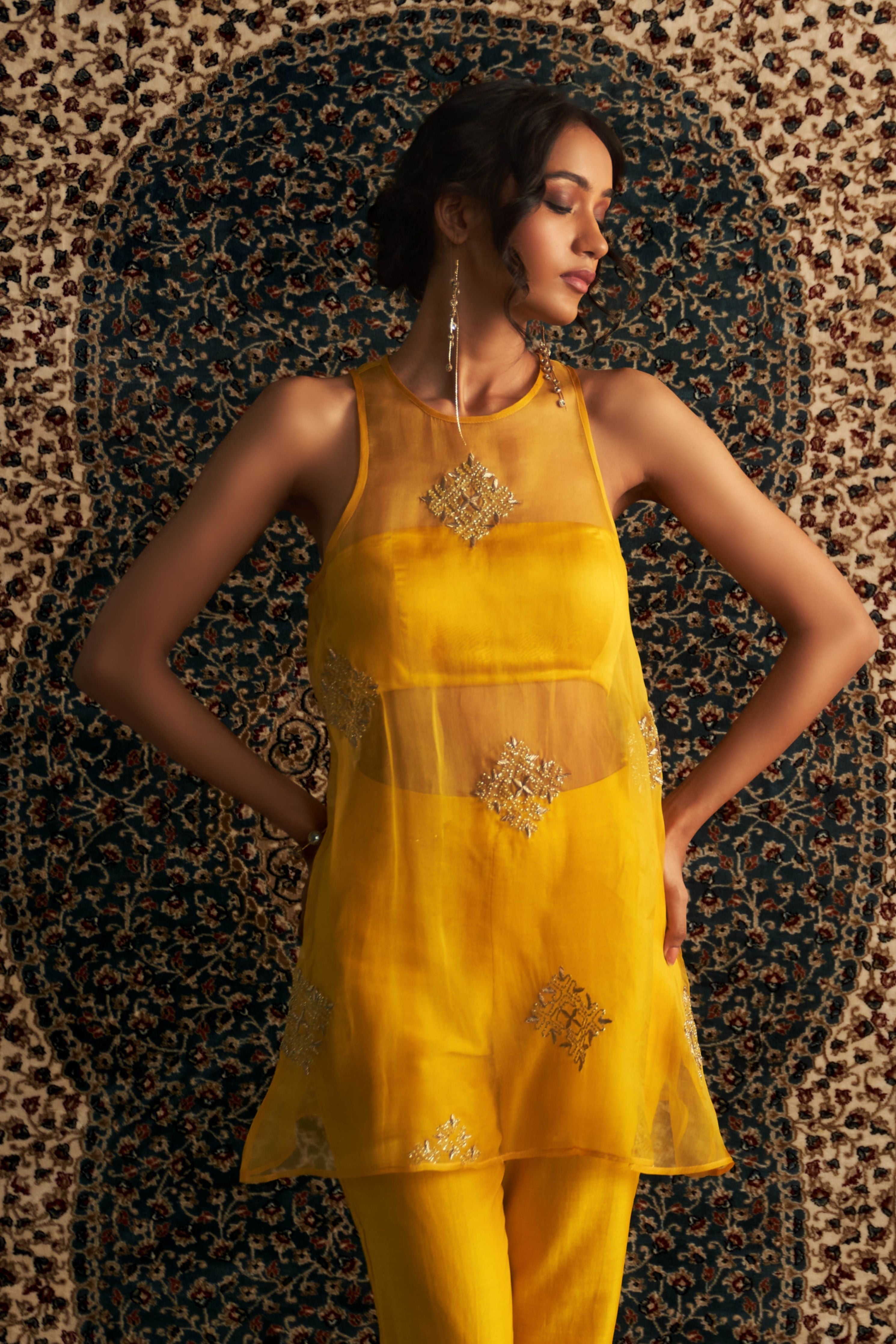 Marigold Short A-line Sleevesless Top Co-Ord Set