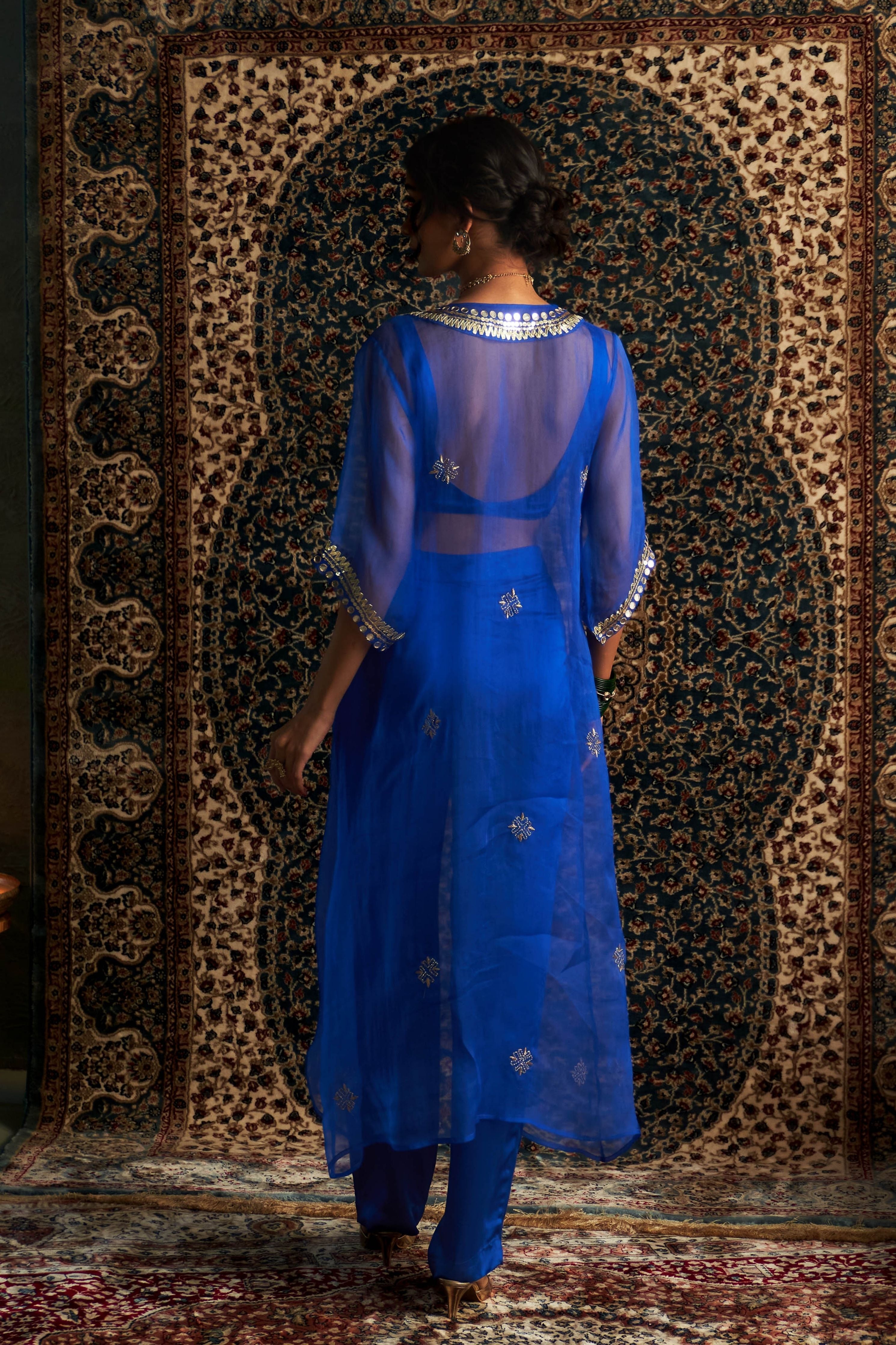 Blue V Neck Co-Ord Set