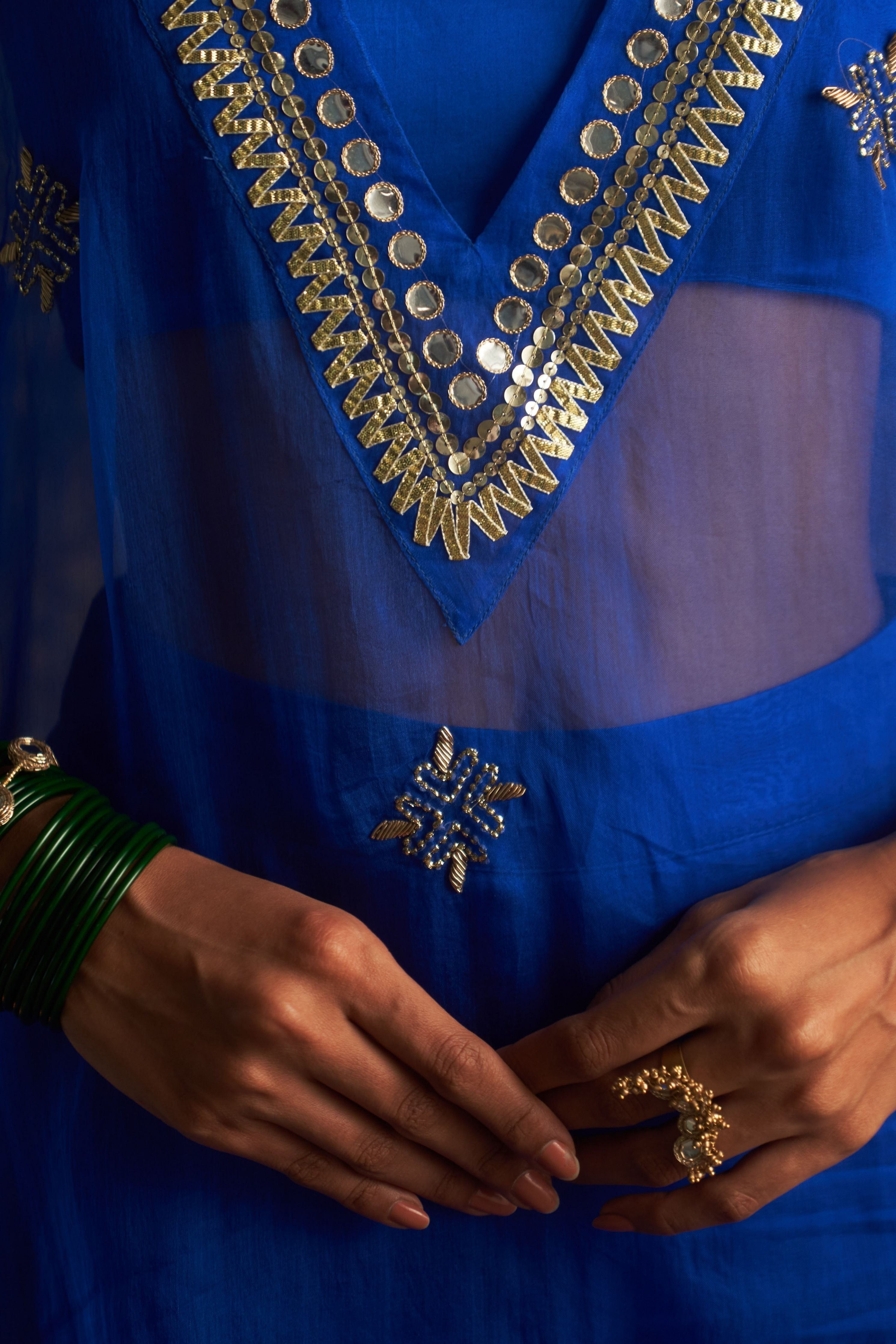 Blue V Neck Co-Ord Set