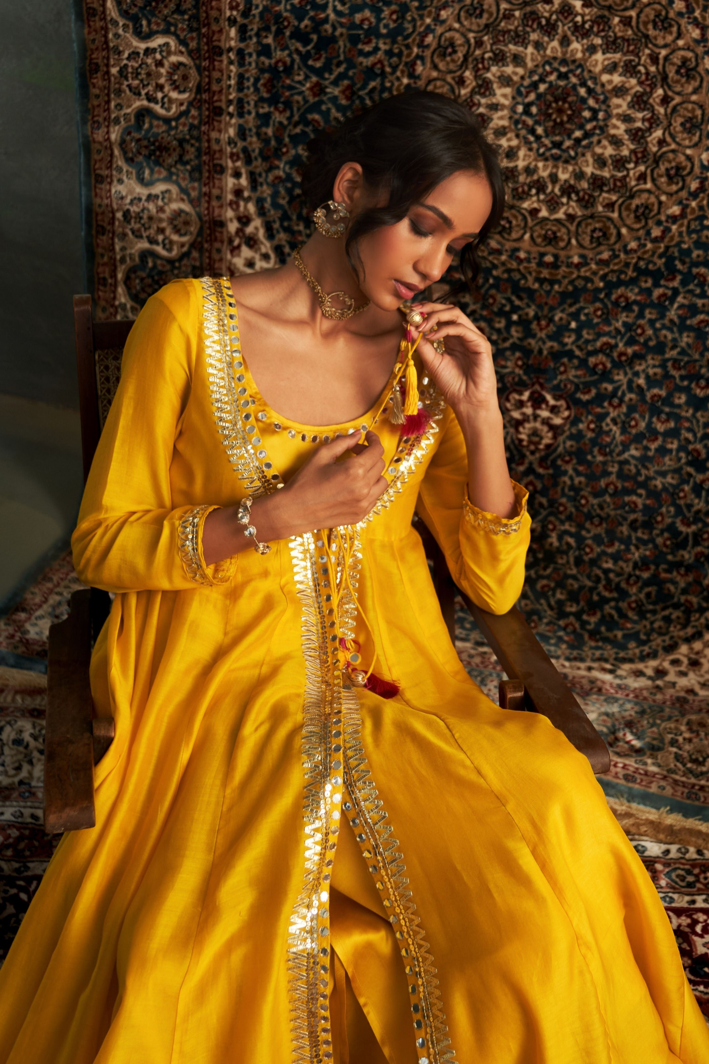 Marigold Embroidred Choga Set