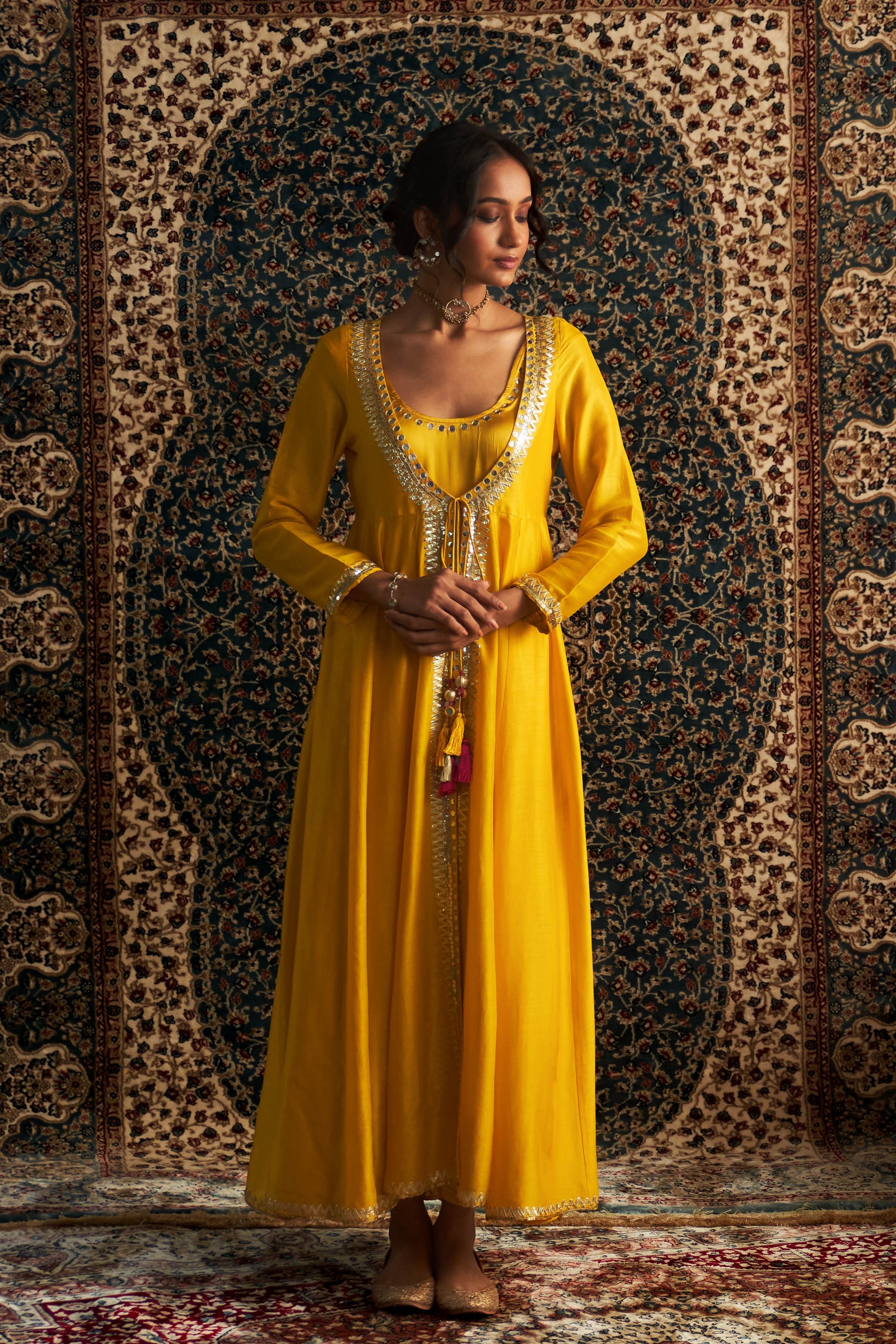 Marigold Embroidred Choga Set
