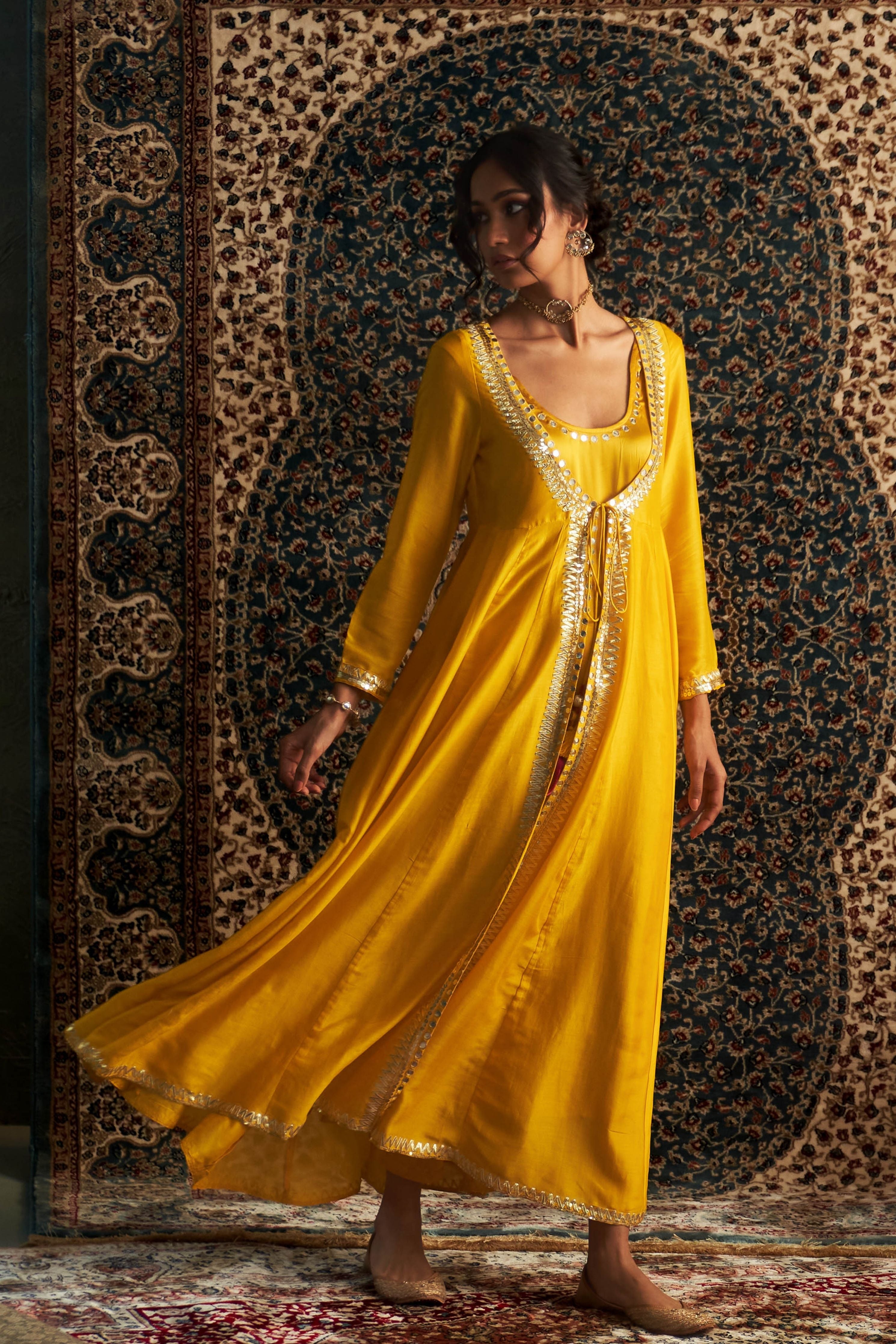 Marigold Embroidred Choga Set