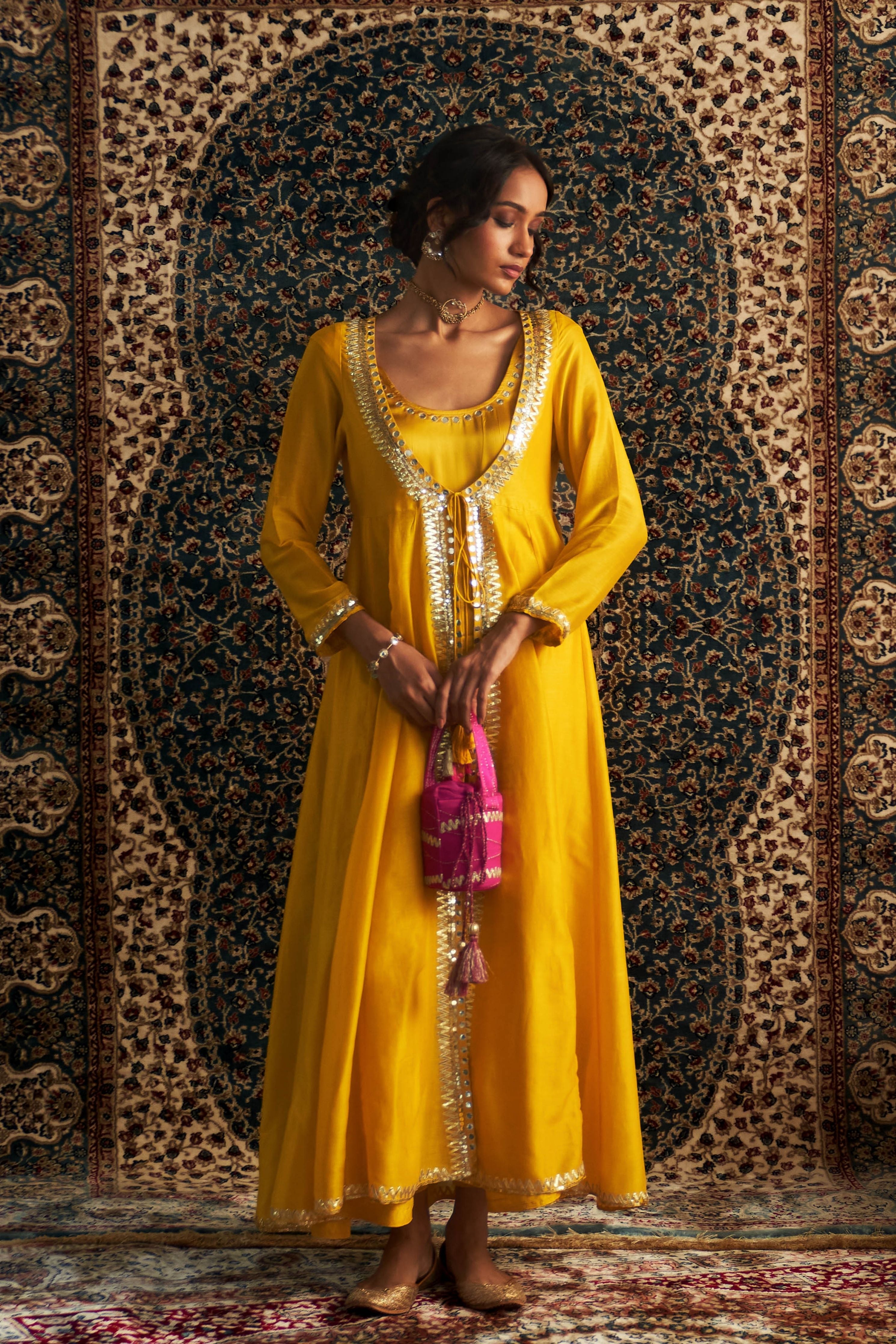 Marigold Embroidred Choga Set