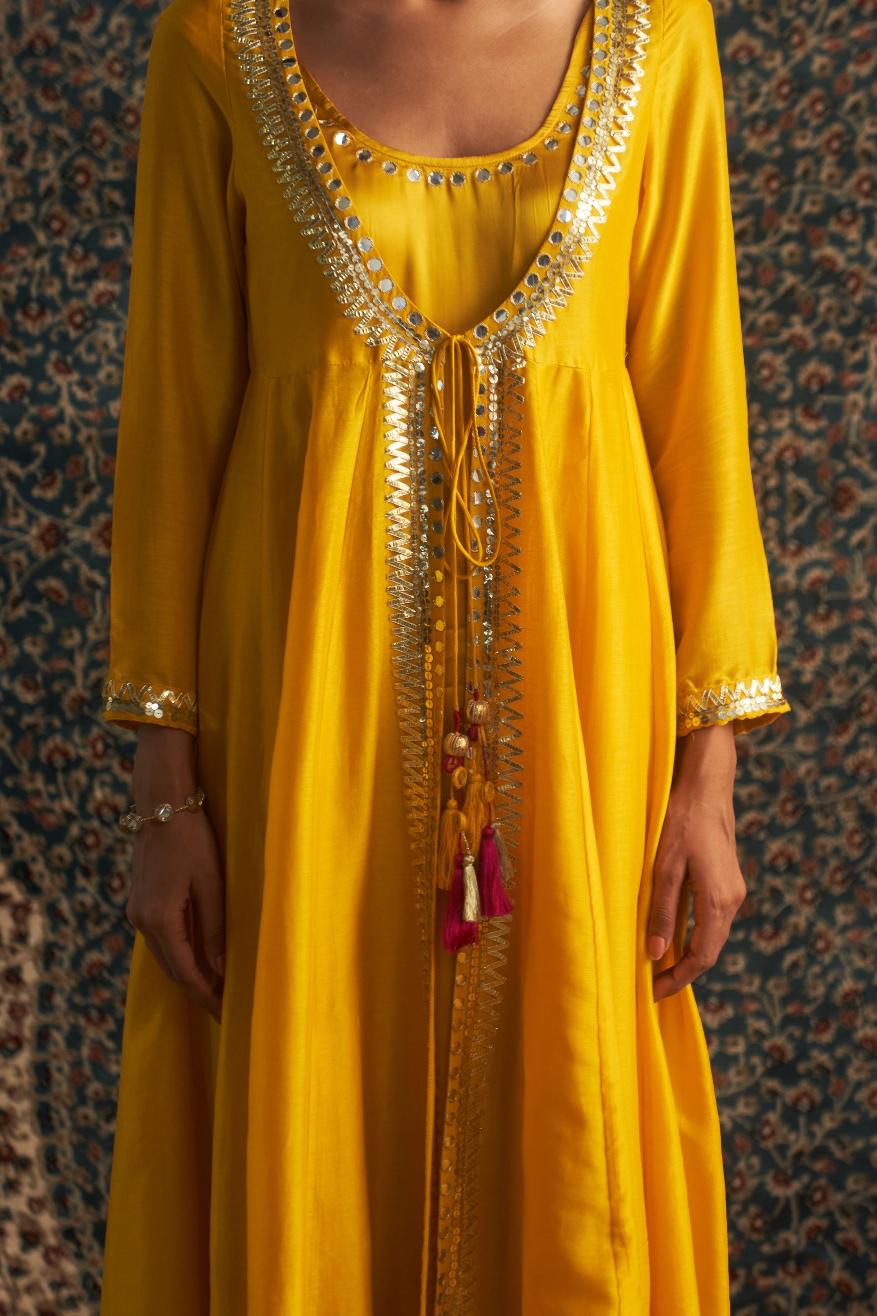 Marigold Embroidred Choga Set