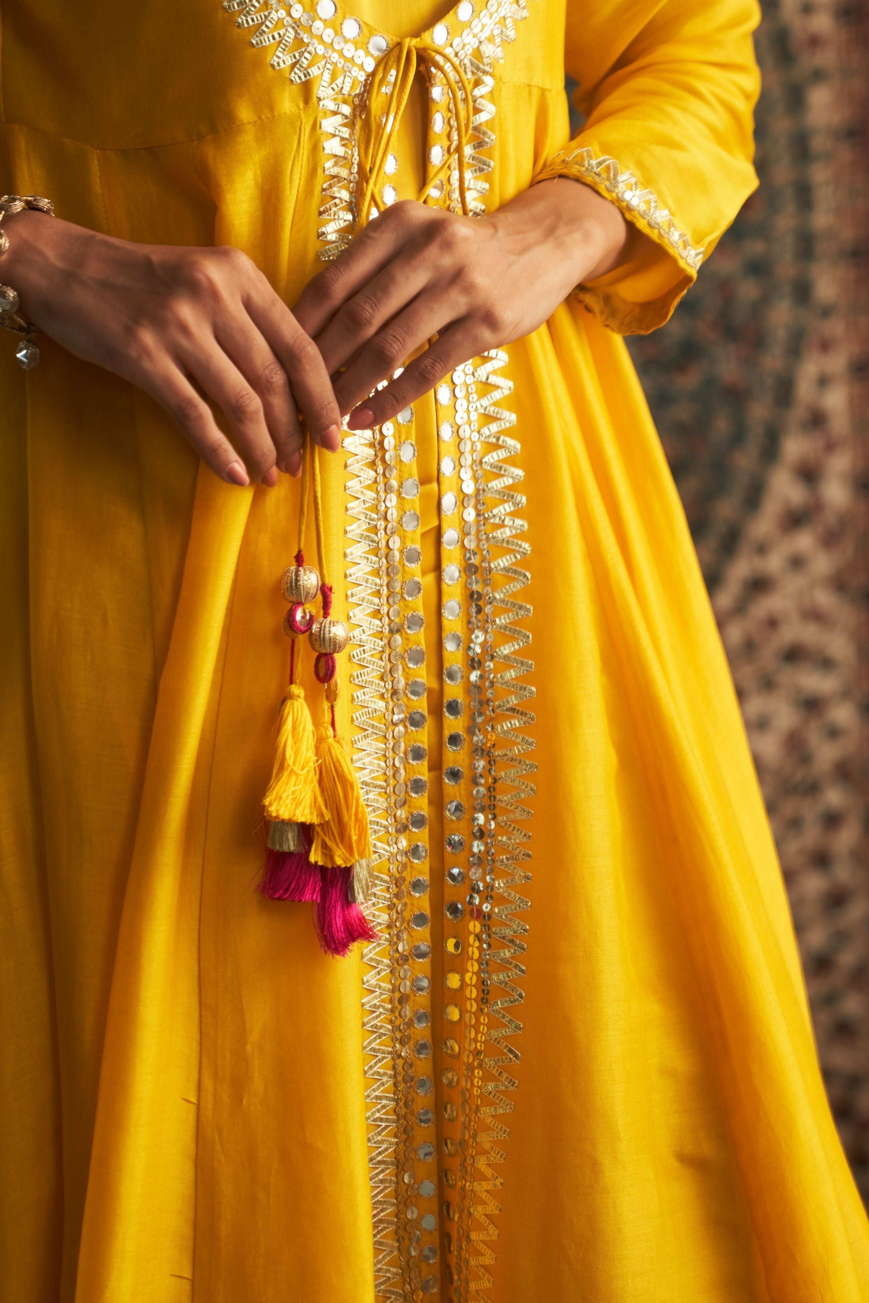 Marigold Embroidred Choga Set
