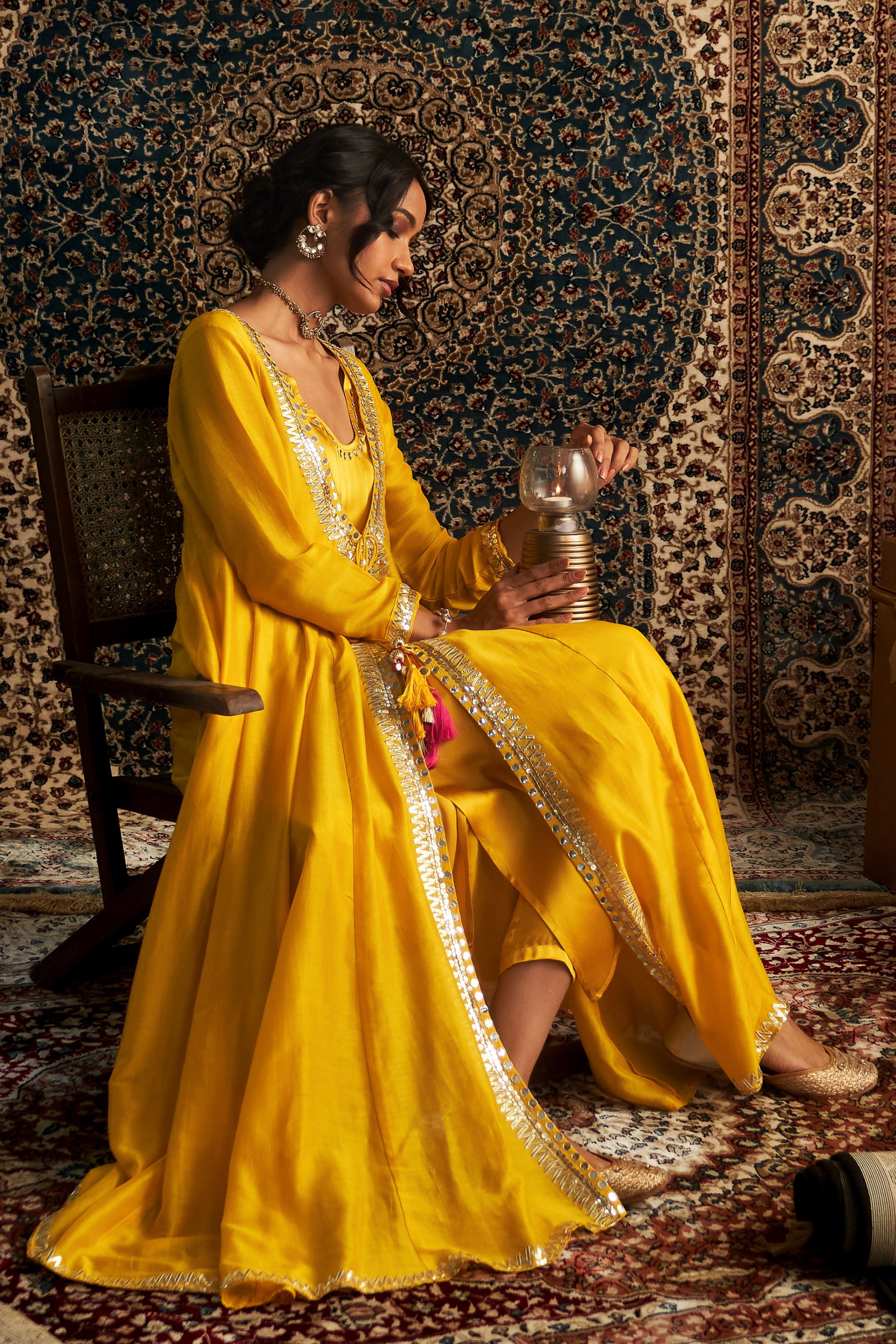 Marigold Embroidred Choga Set