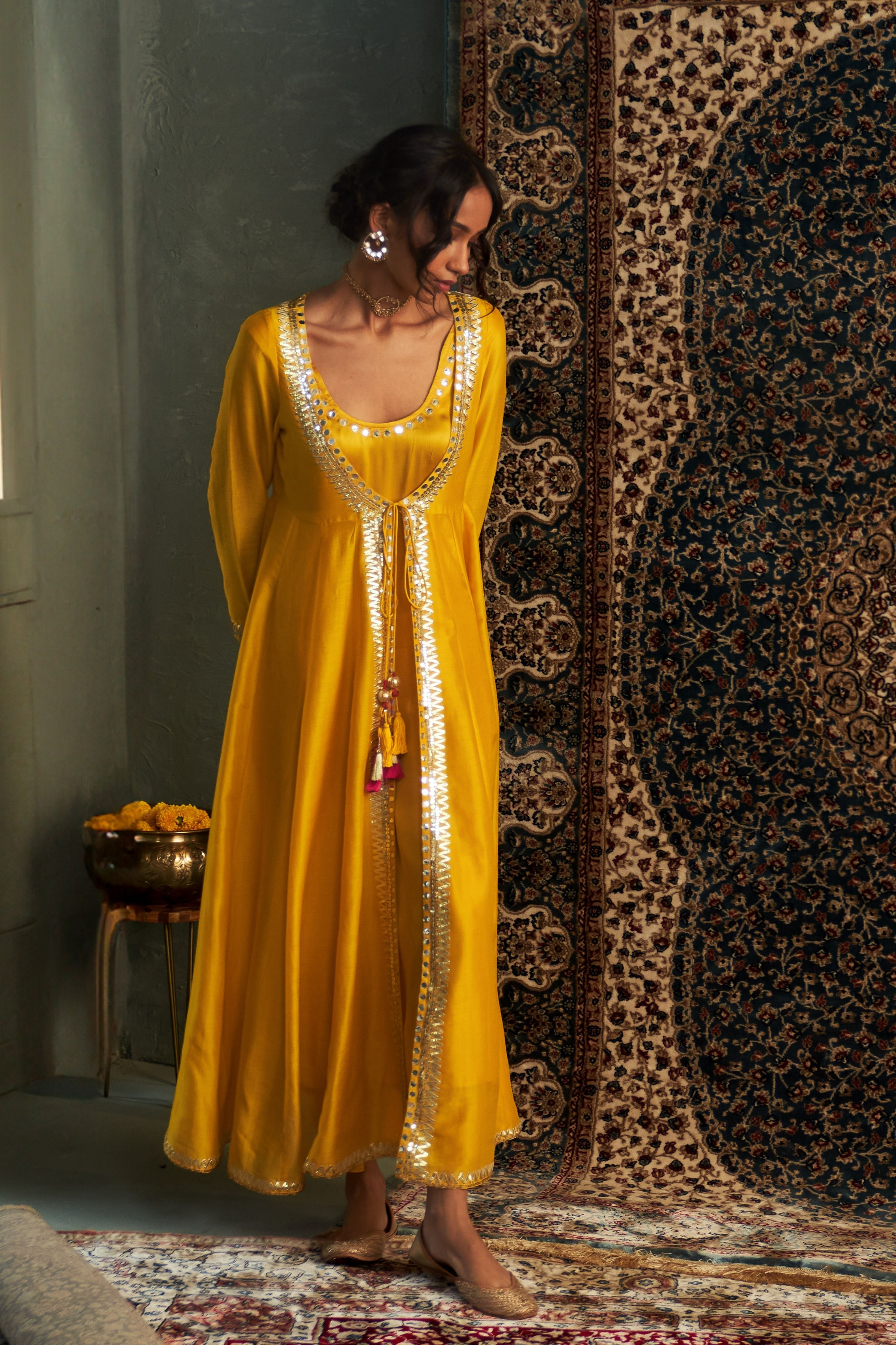 Marigold Embroidred Choga Set