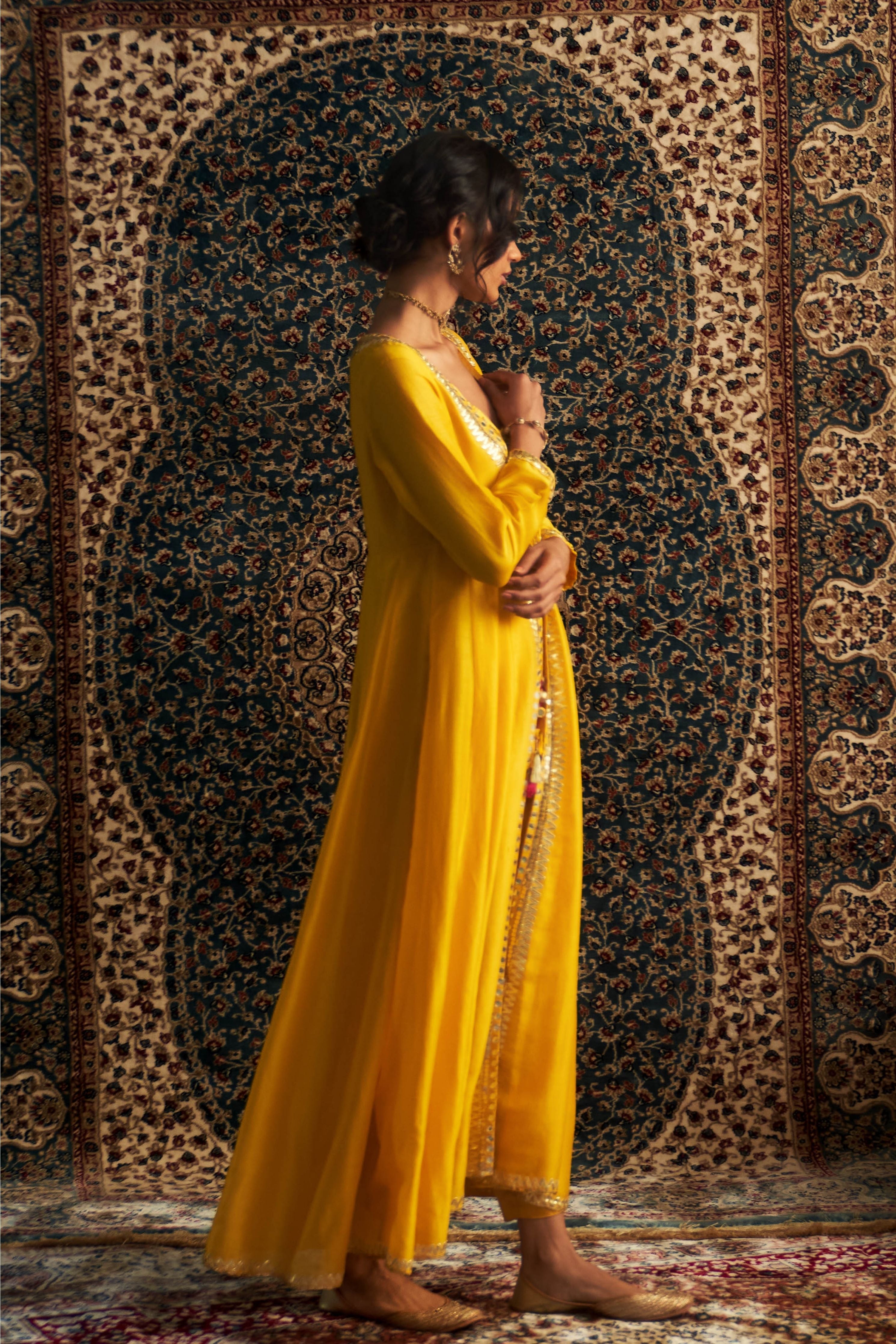 Marigold Embroidred Choga Set