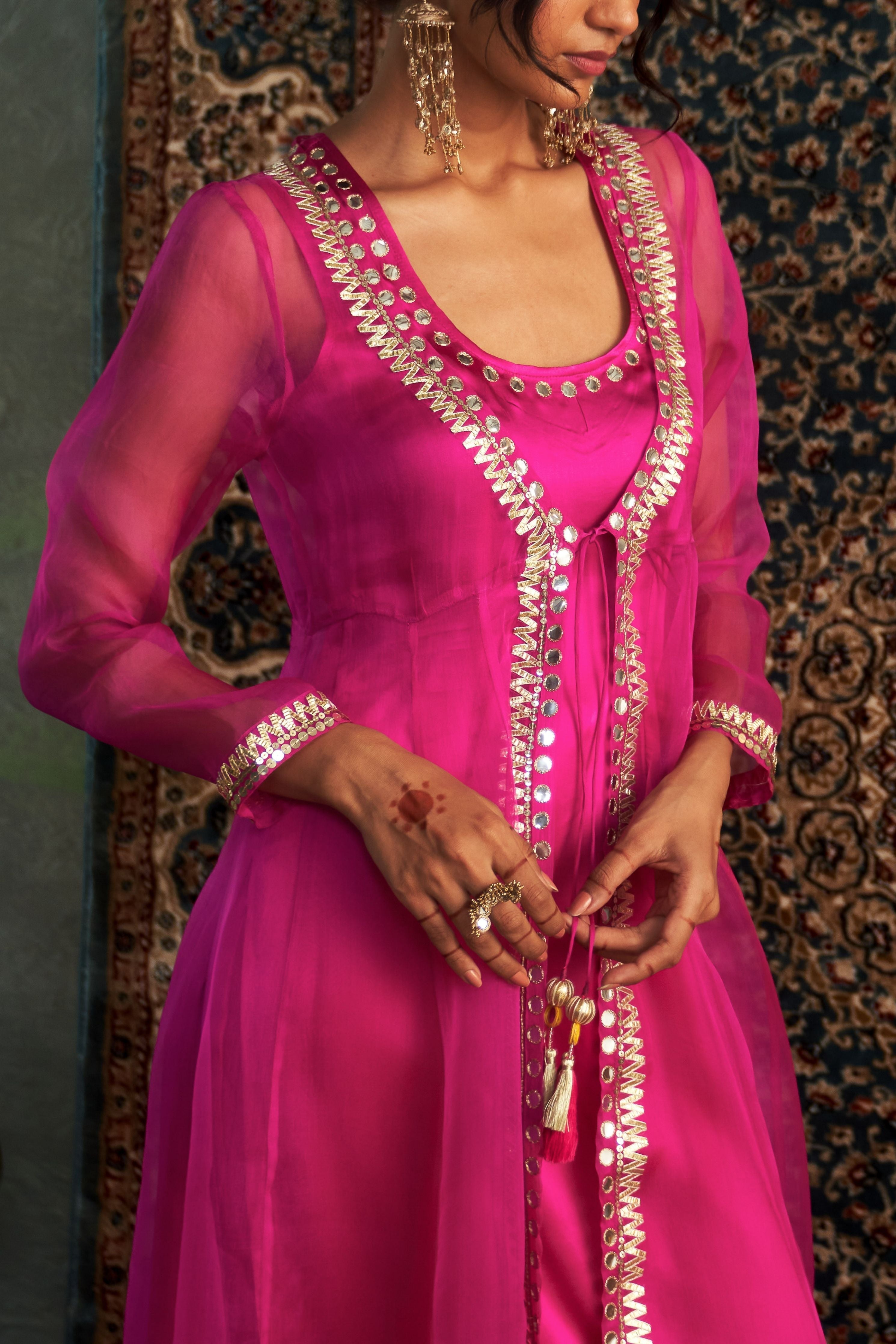 Rani Pink Embroidred Choga Set