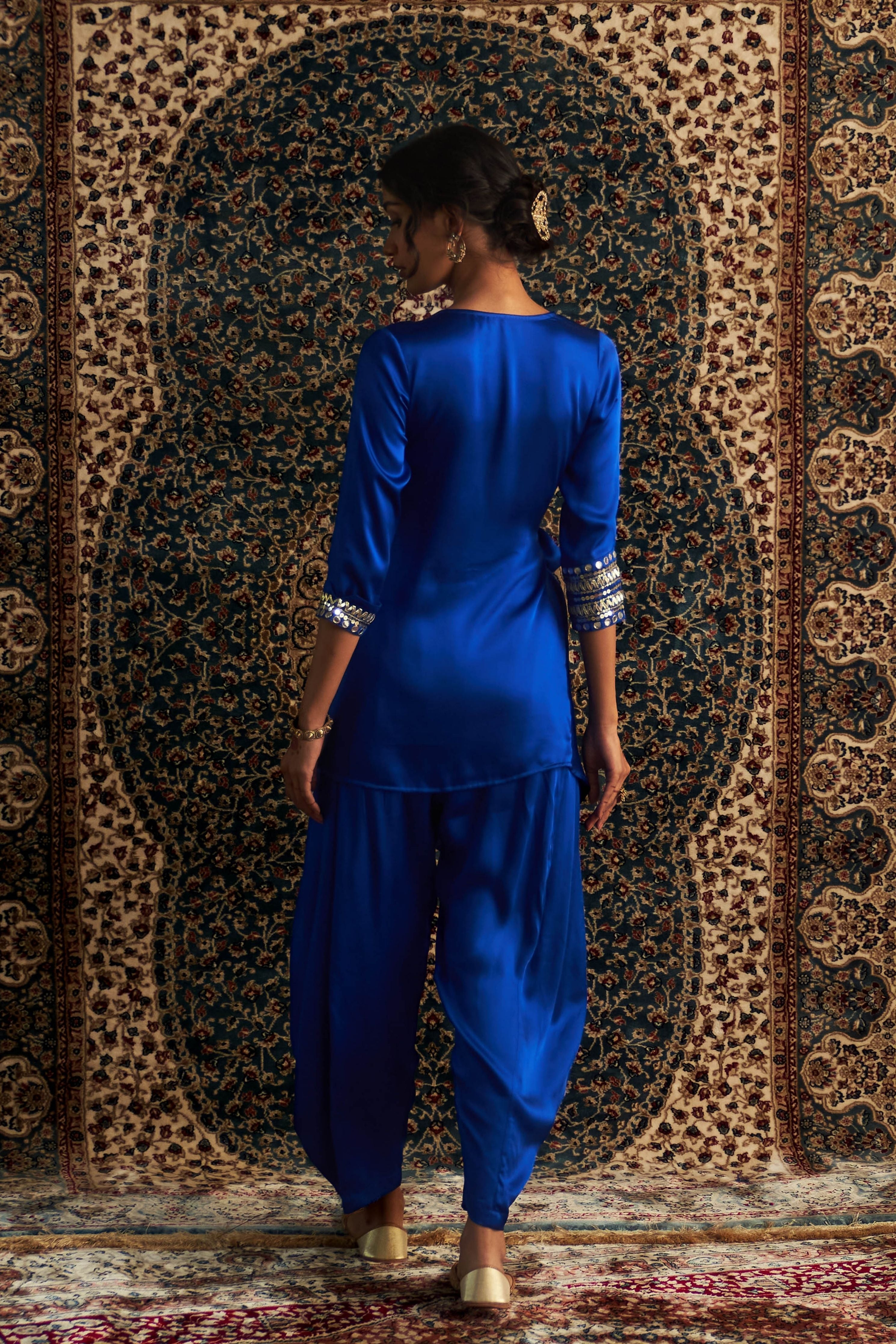 Blue Embroidered WrapeCo-Ord set
