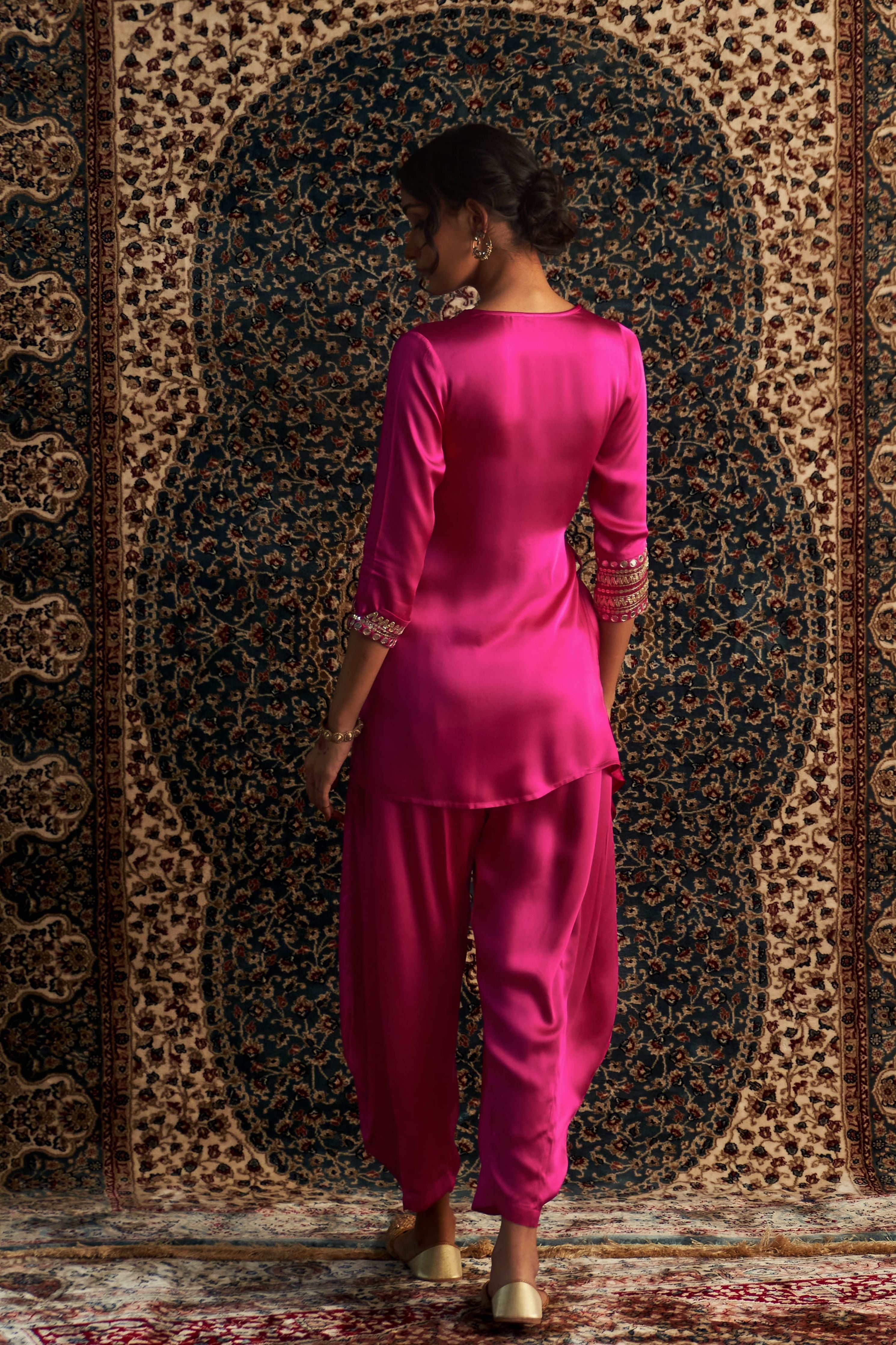 Rain Pink Embroidered WrapCo-Ord Set