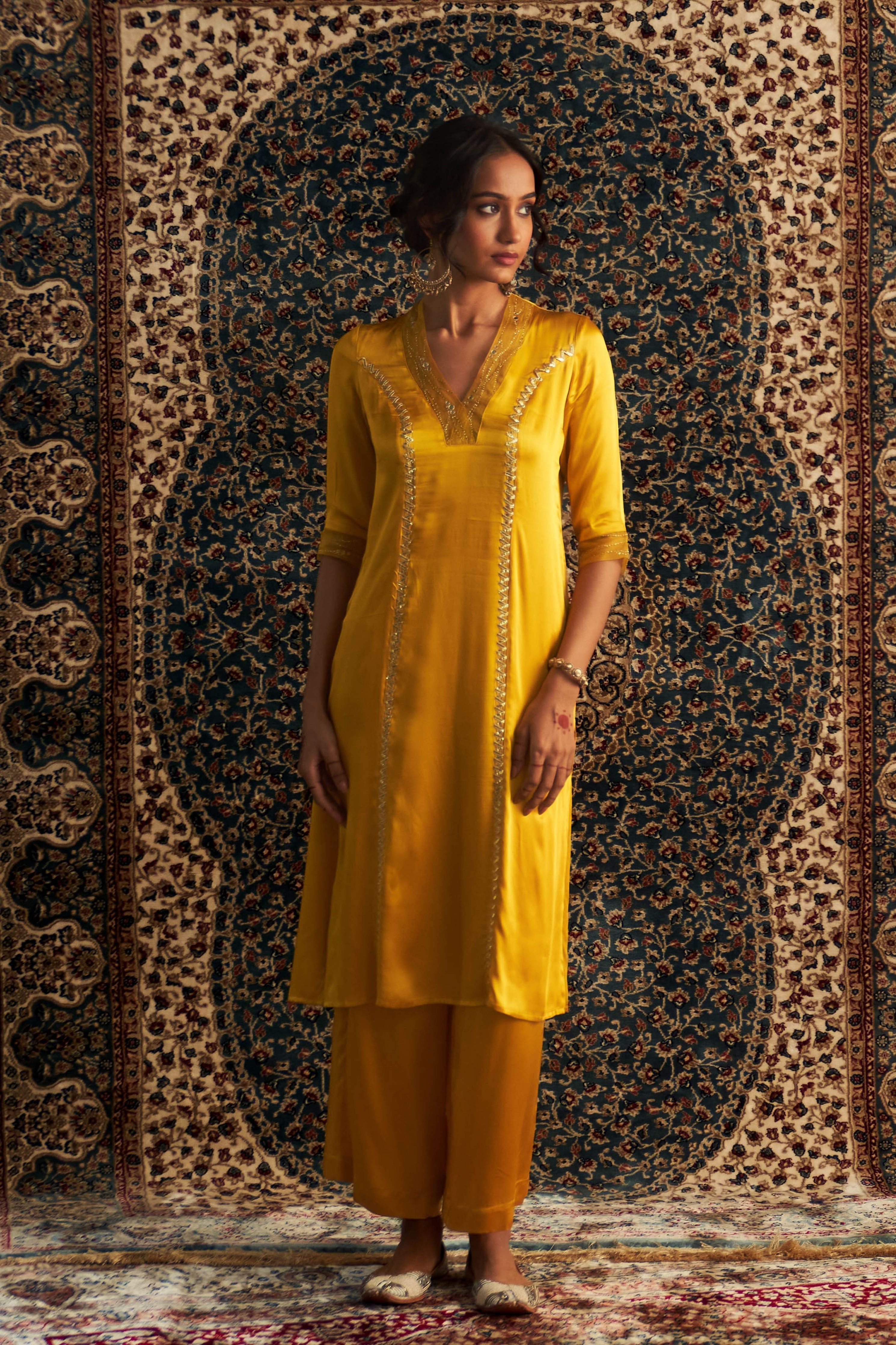Marigold Embroidered Kurta Set