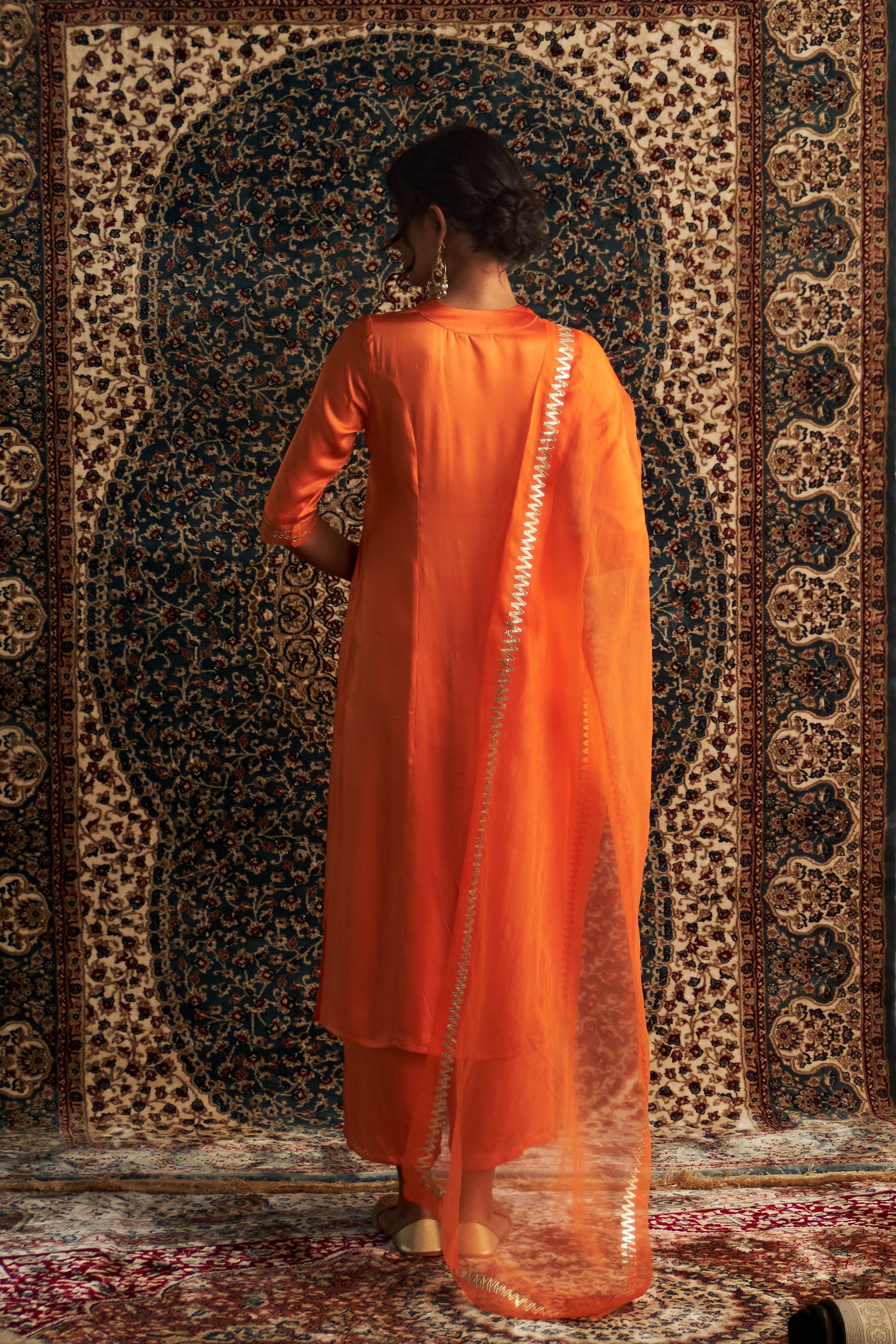 Saffron Embroidered Kurta Set