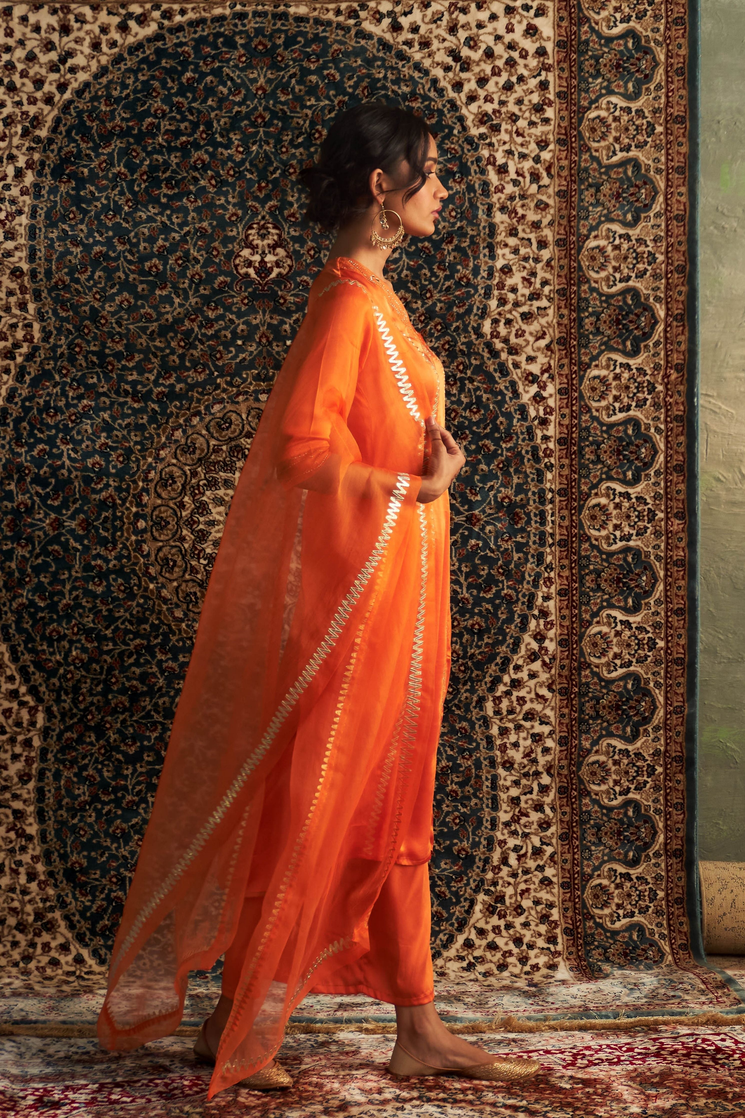 Saffron Embroidered Kurta Set