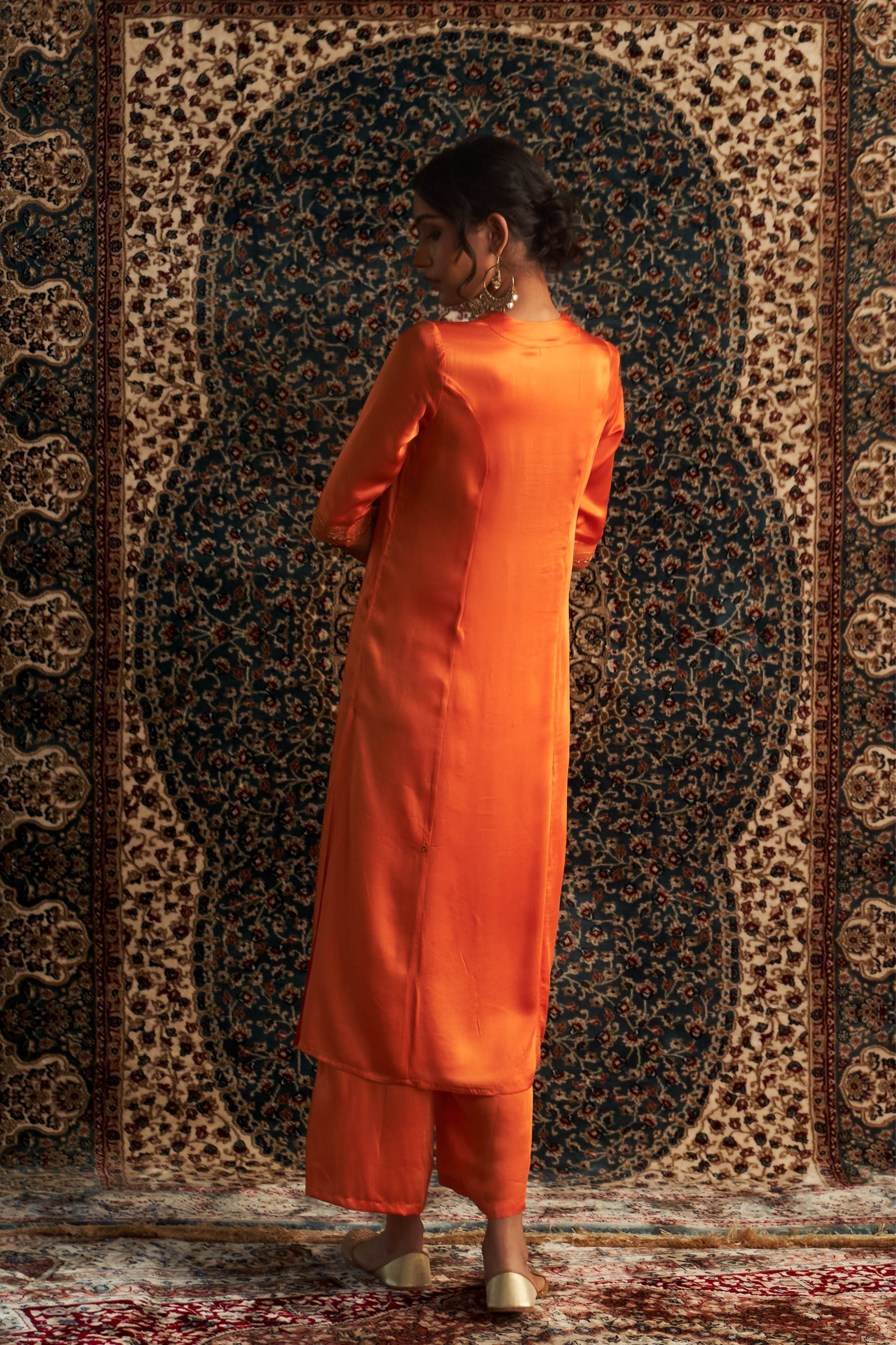 Saffron Embroidered Kurta Set