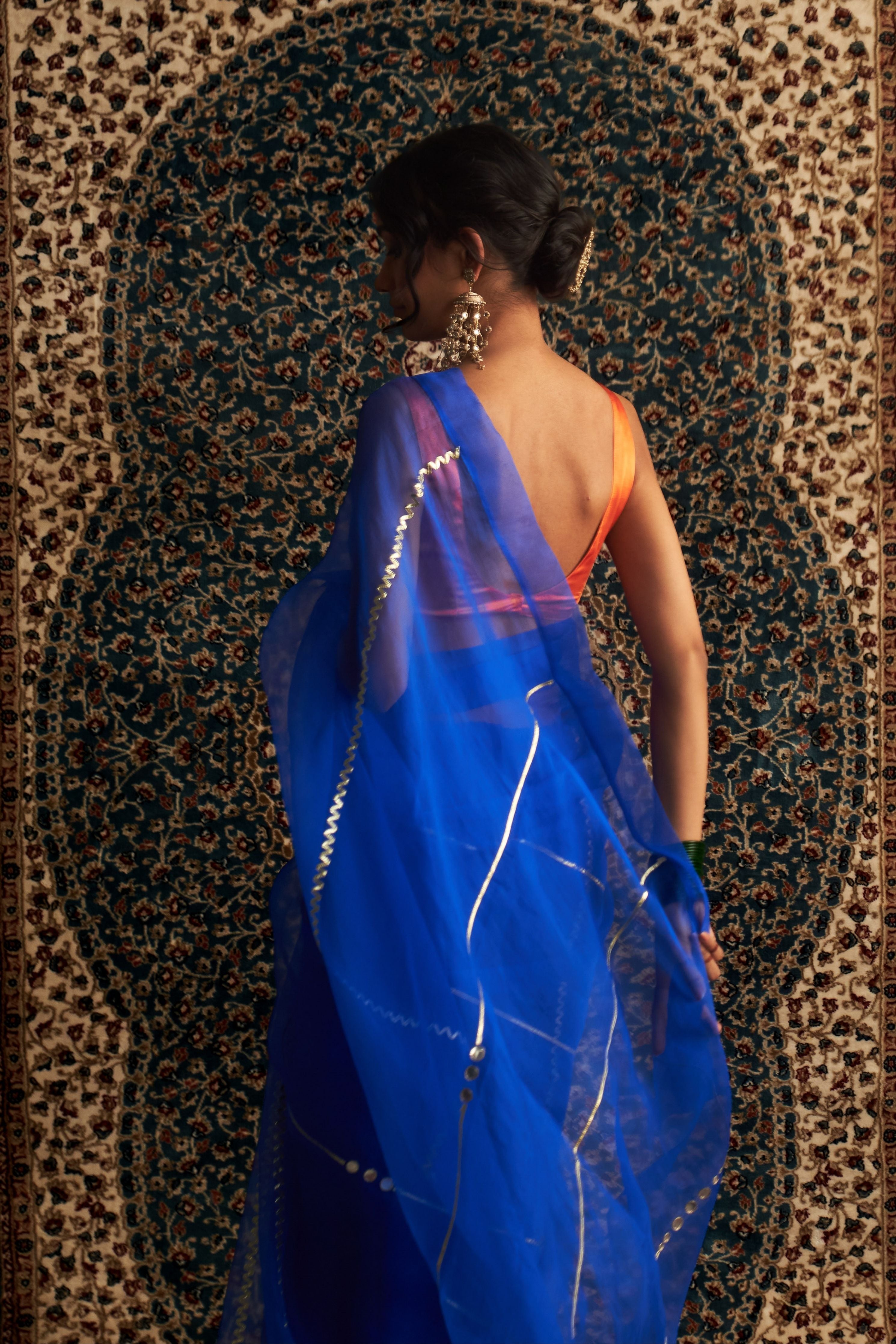 Blue Embroidered Saree