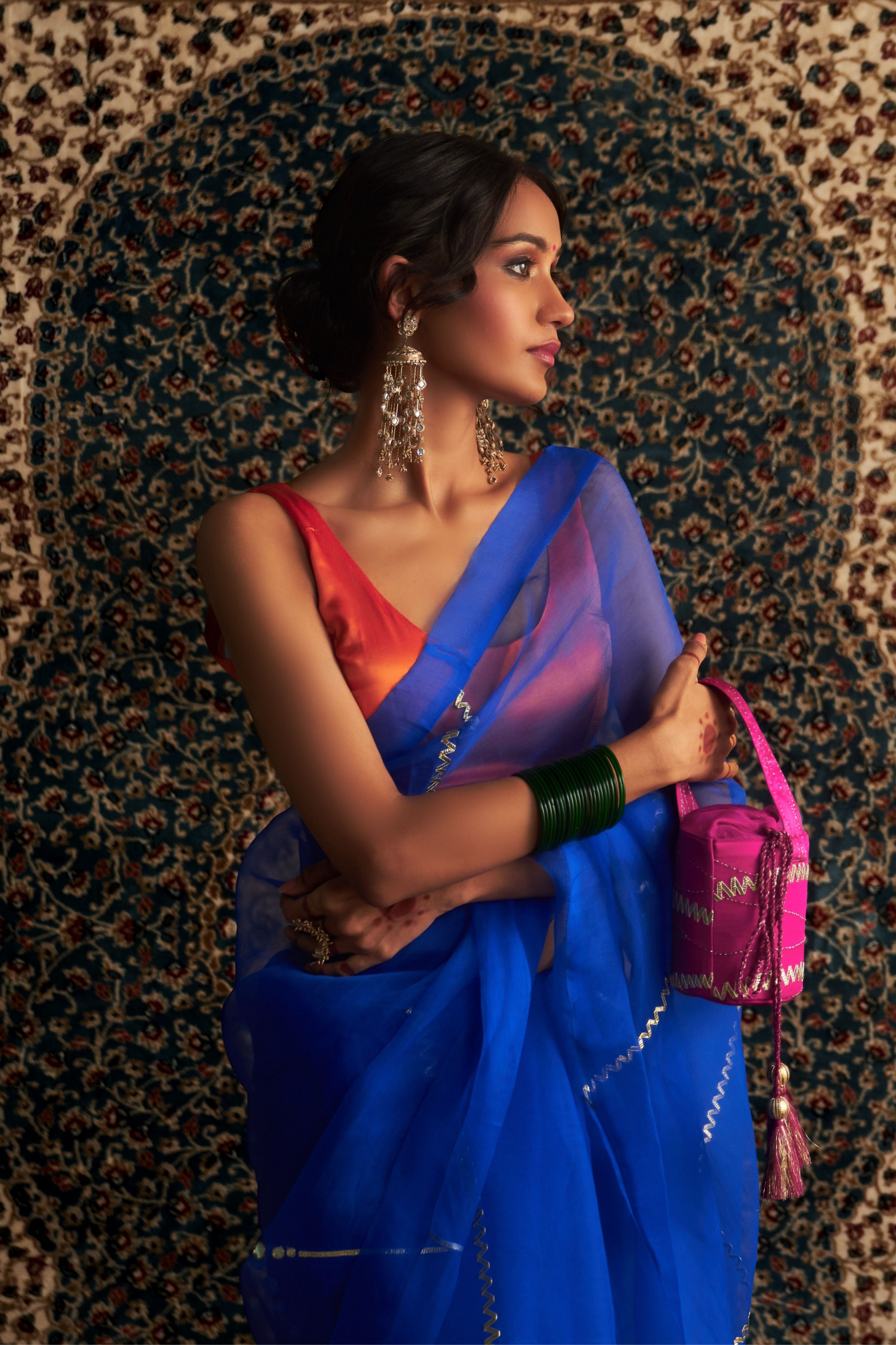 Blue Embroidered Saree