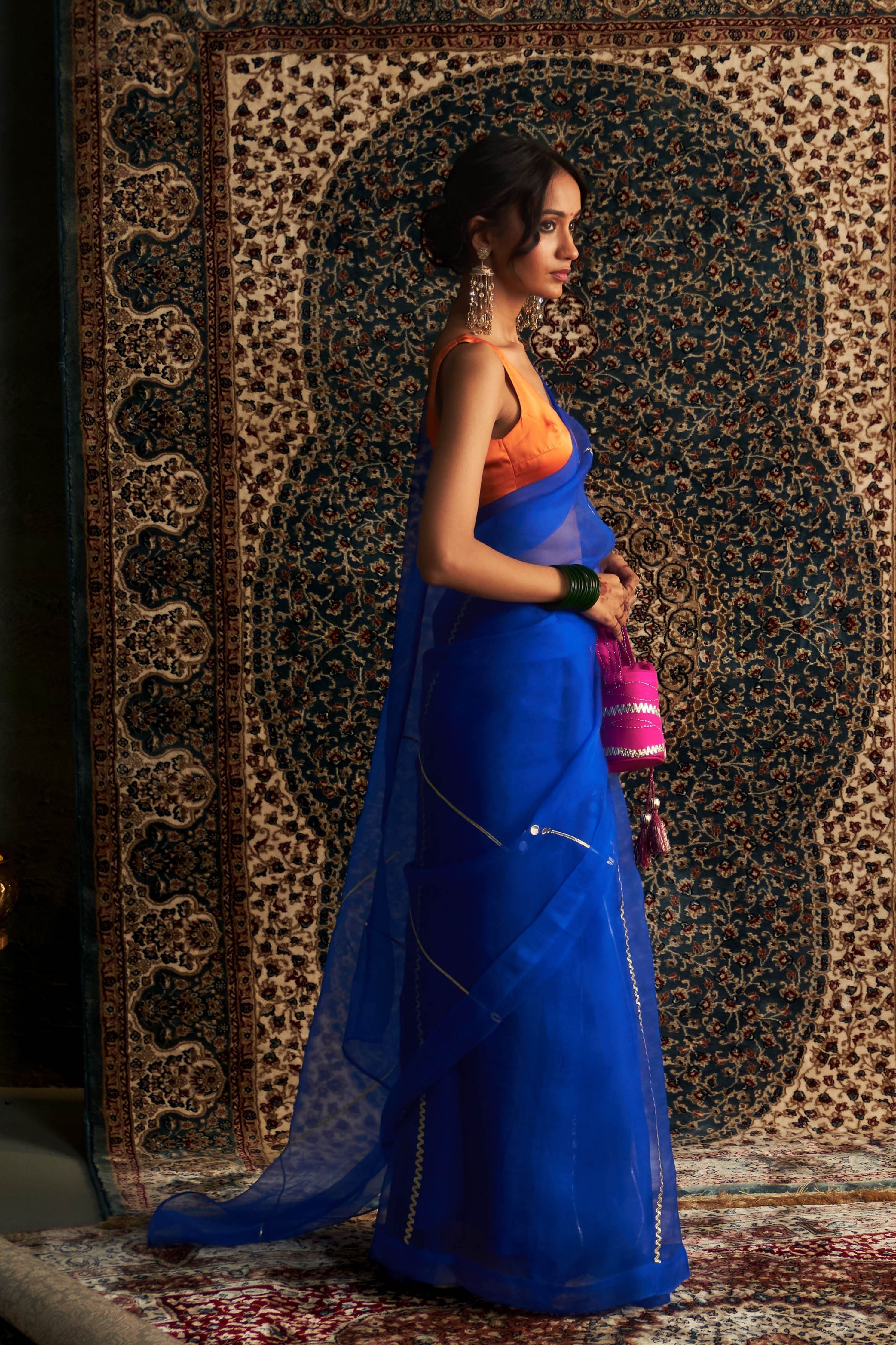 Blue Embroidered Saree