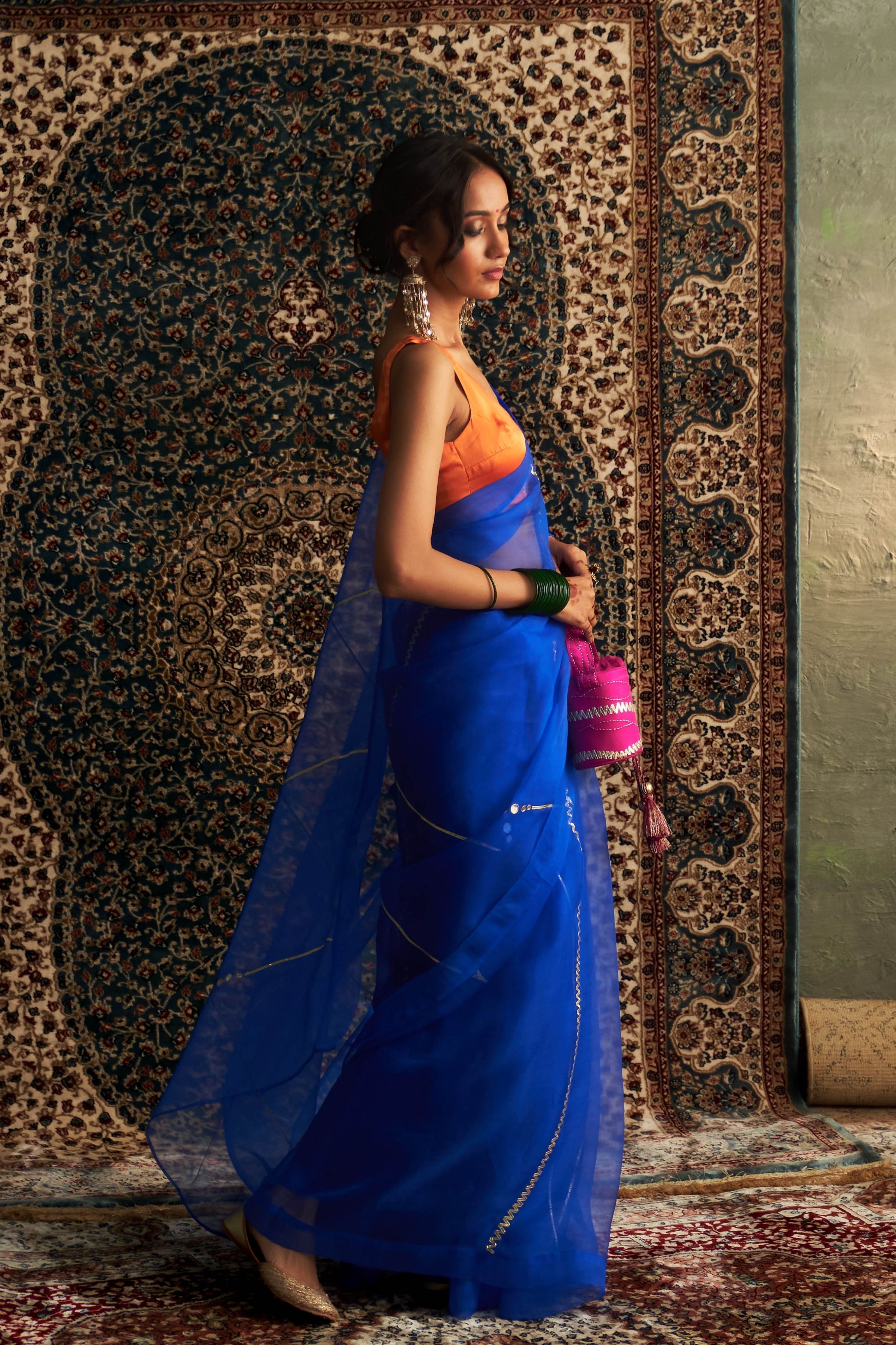 Blue Embroidered Saree