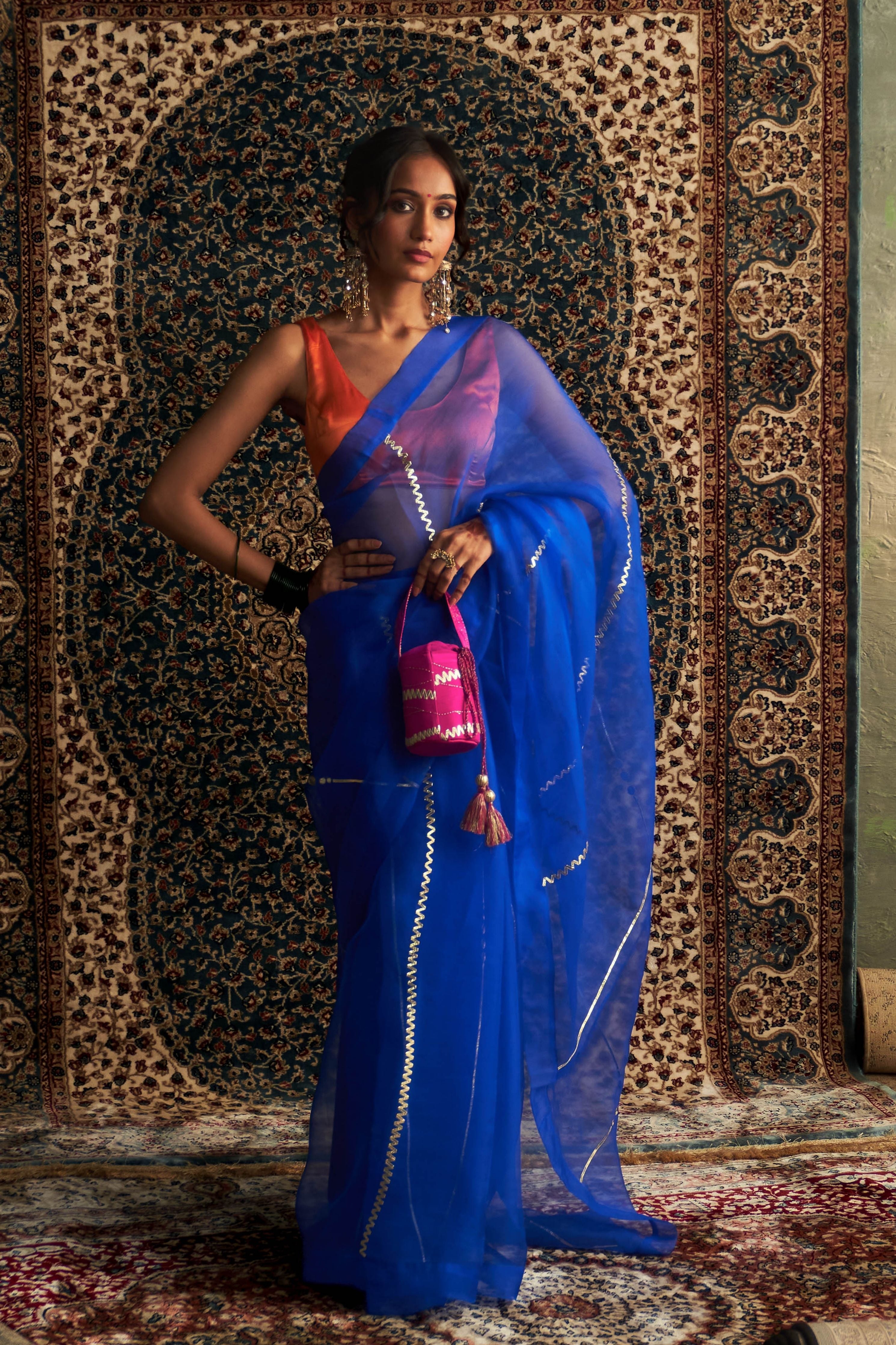 Blue Embroidered Saree