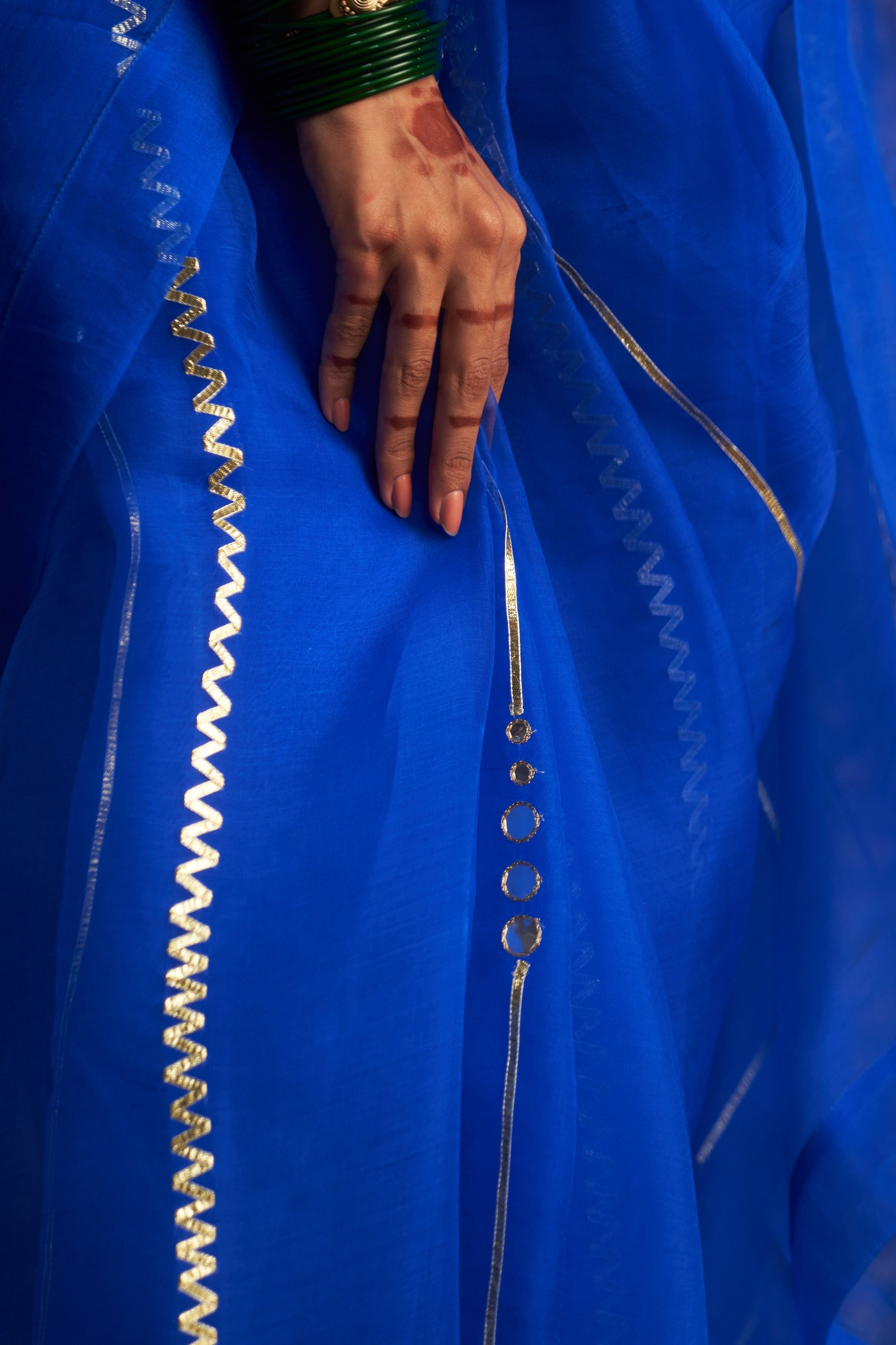 Blue Embroidered Saree