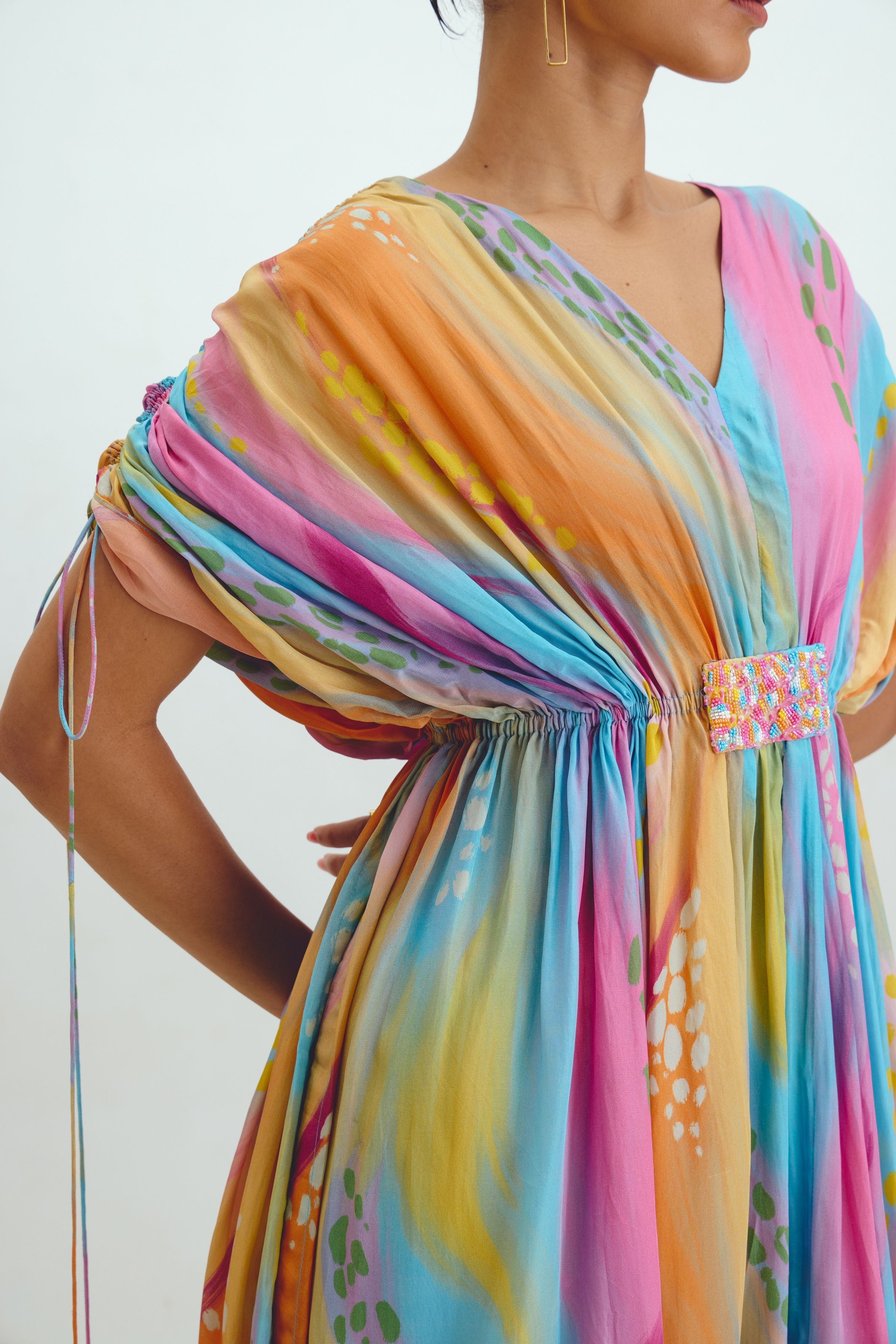Pleated Tunic  Narrow Pant Set In Gigi