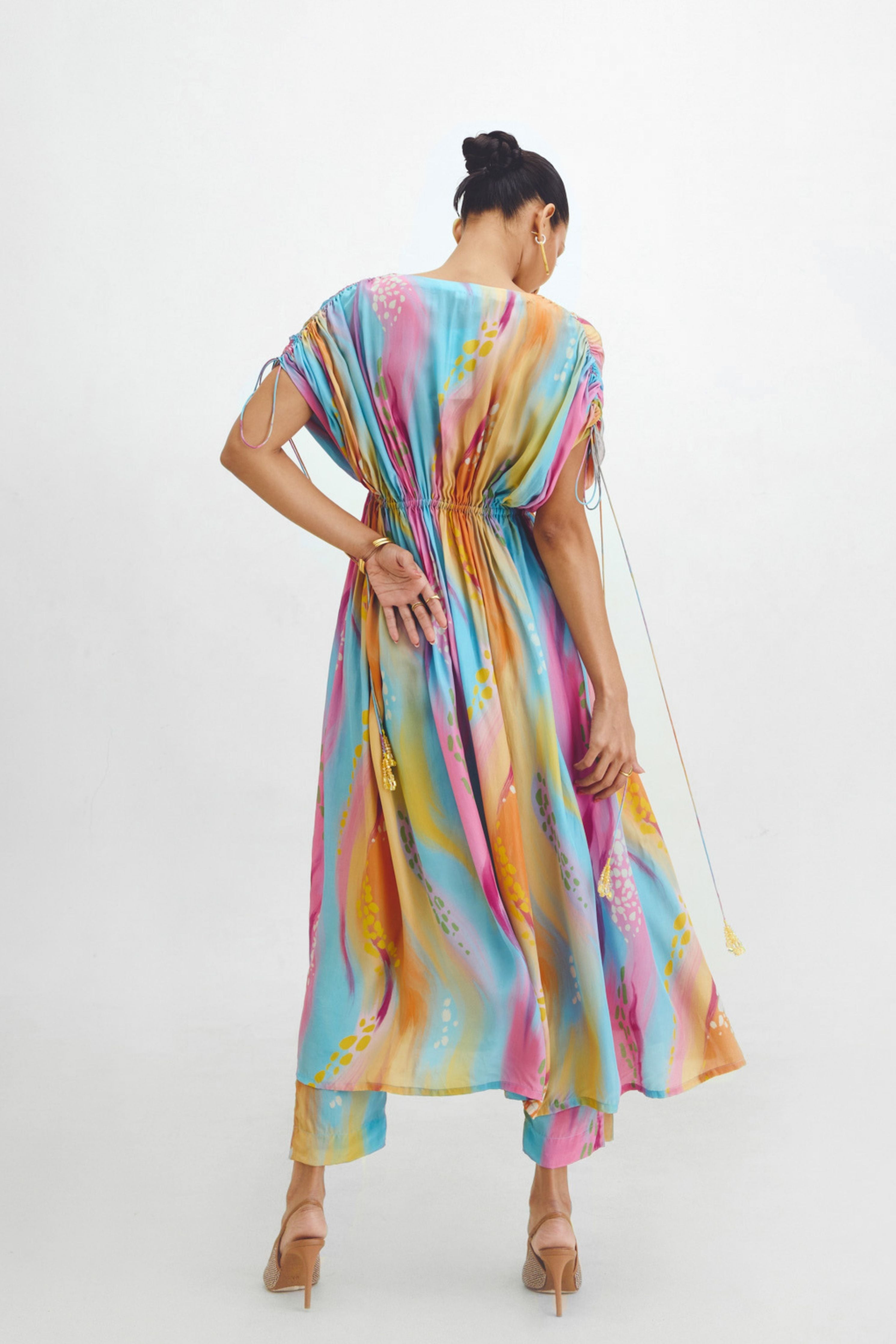 Pleated Tunic  Narrow Pant Set In Gigi