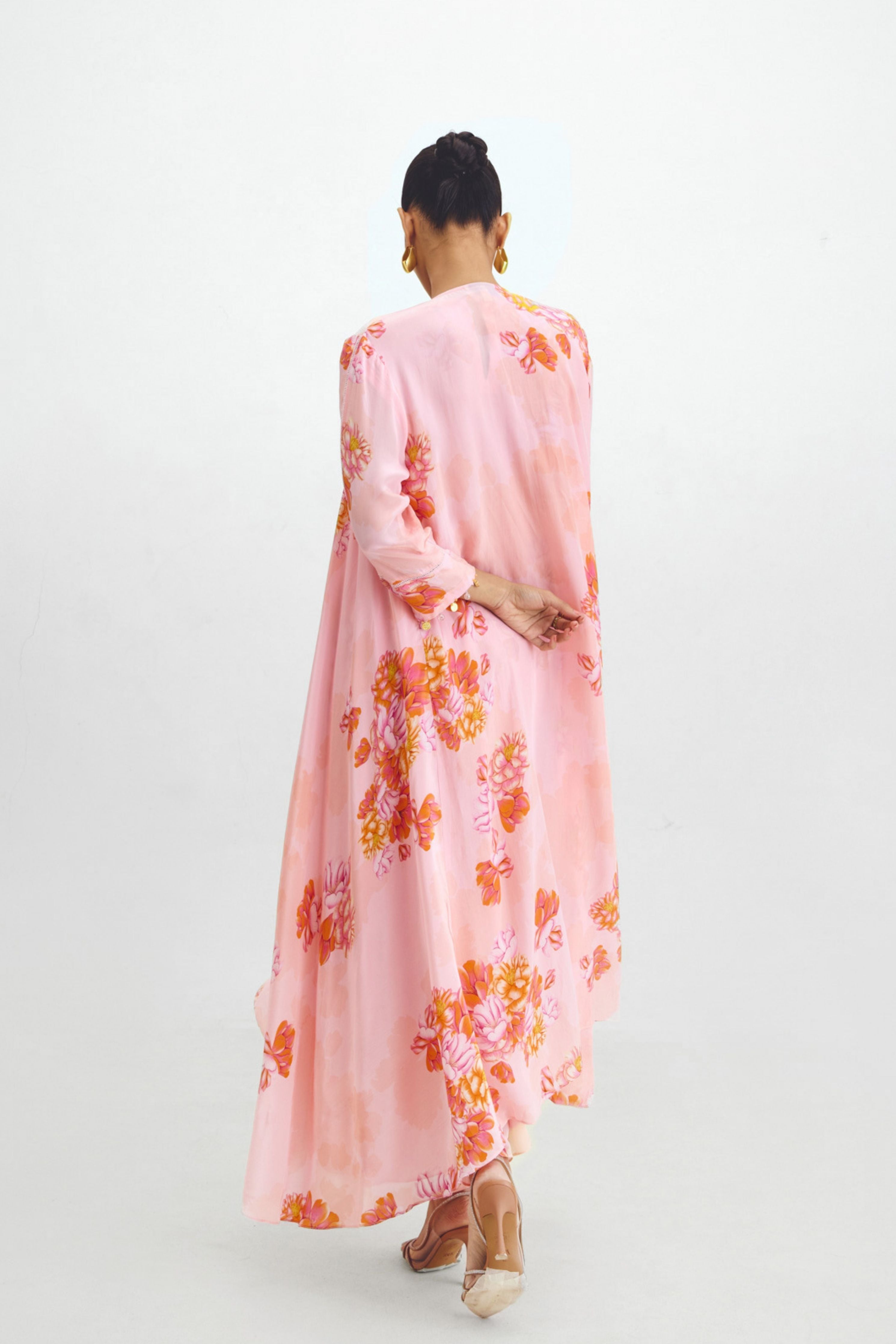 Box Pleated Tunic  Asymmetrical Cape Set In Kyra