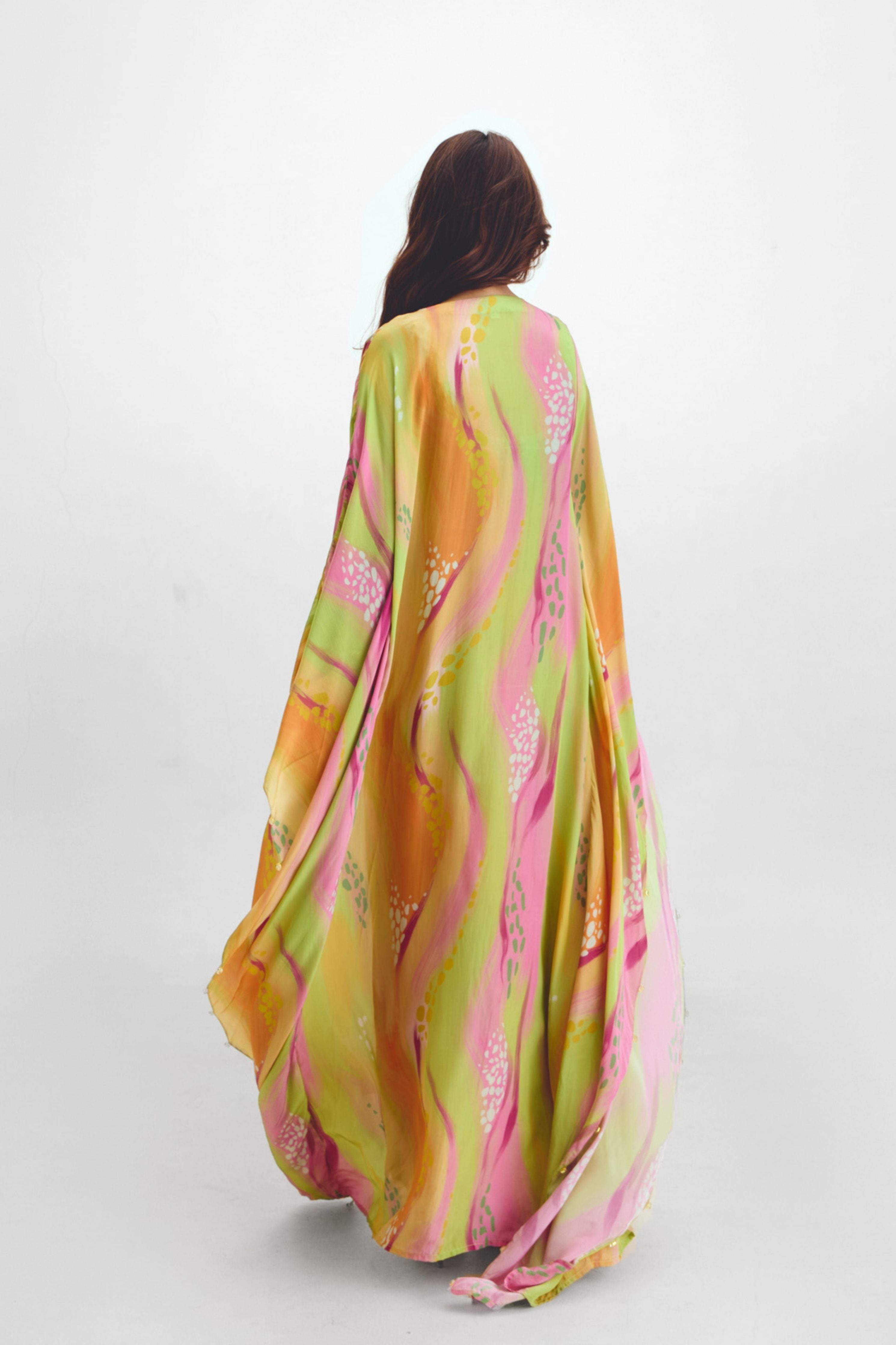 Beaded Blouse Drape Skirt  Kaftan Cape Set In Sarah