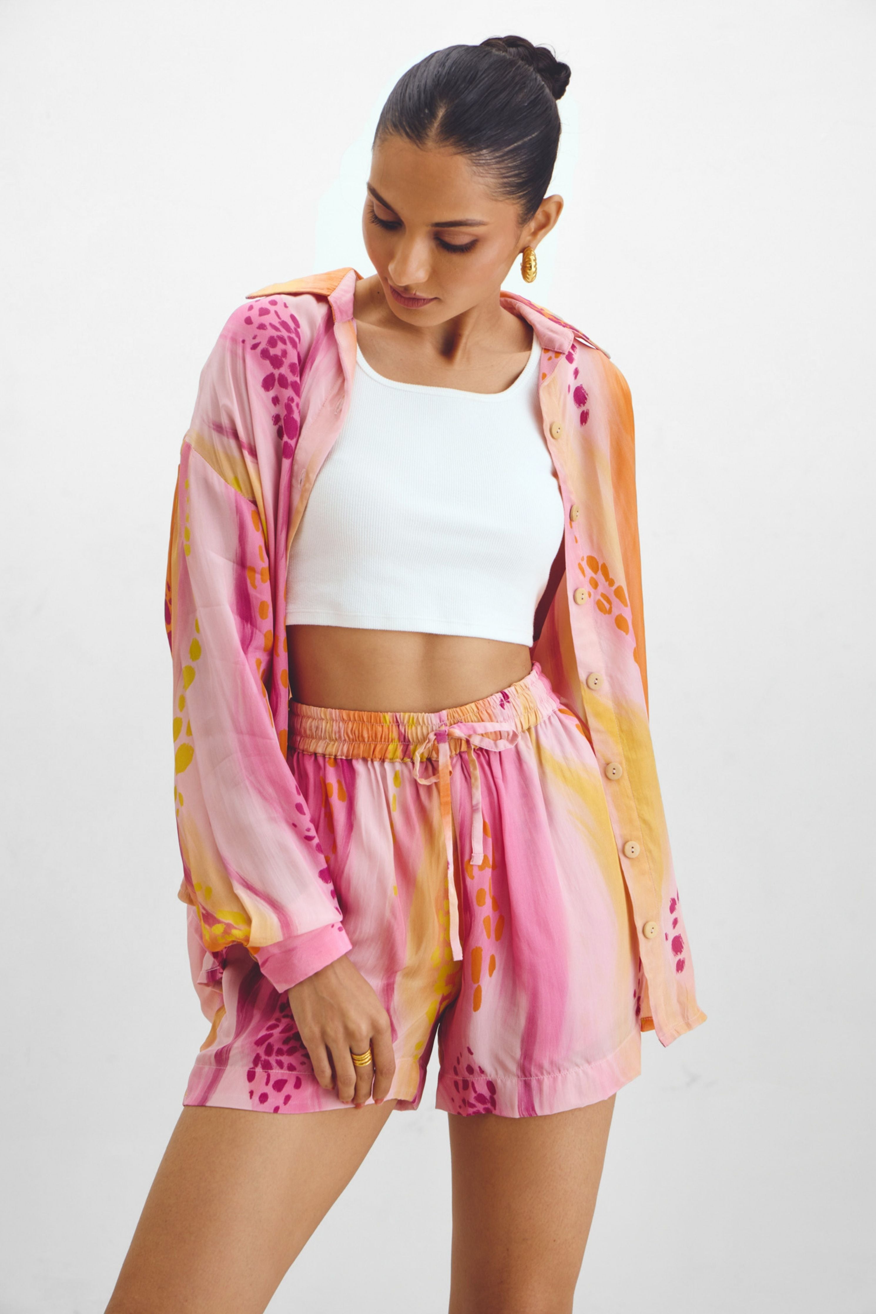 Oversized Shirt  Shorts Co-ord Set In Mika