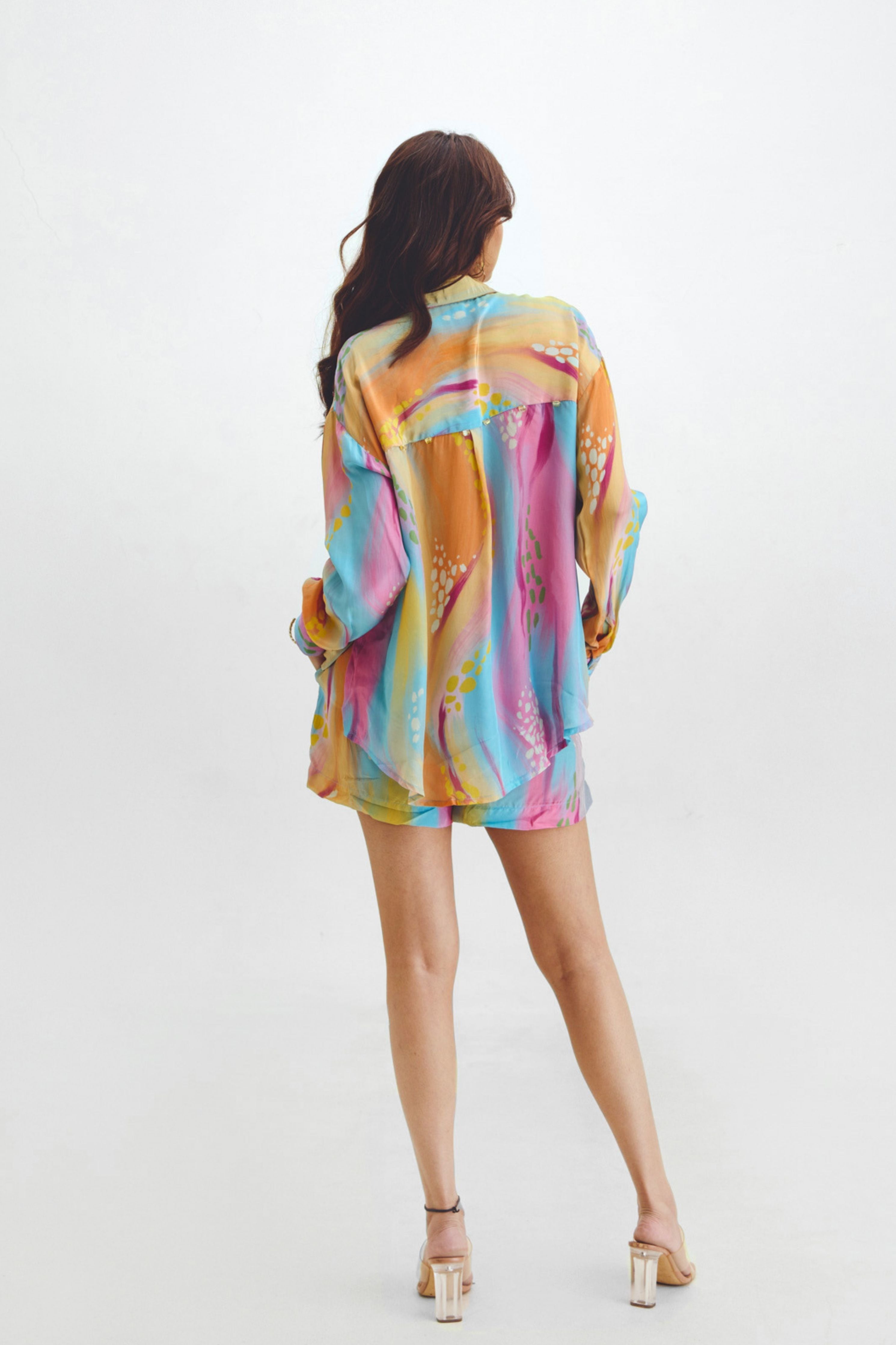 Oversized Shirt Shorts Co-Ord Set In Gigi