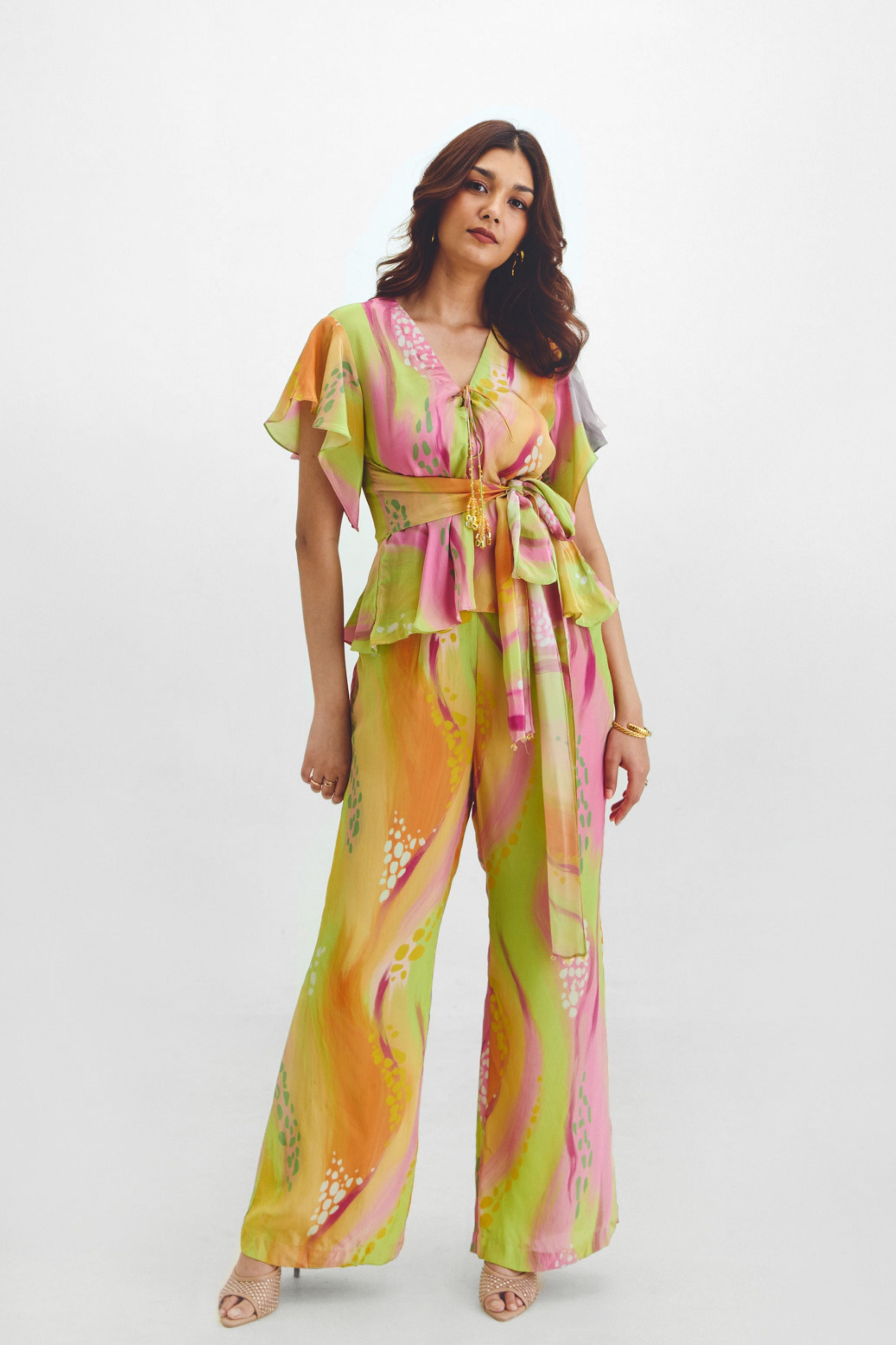 Criss Cross Top  Retro Pant Set In Sarah