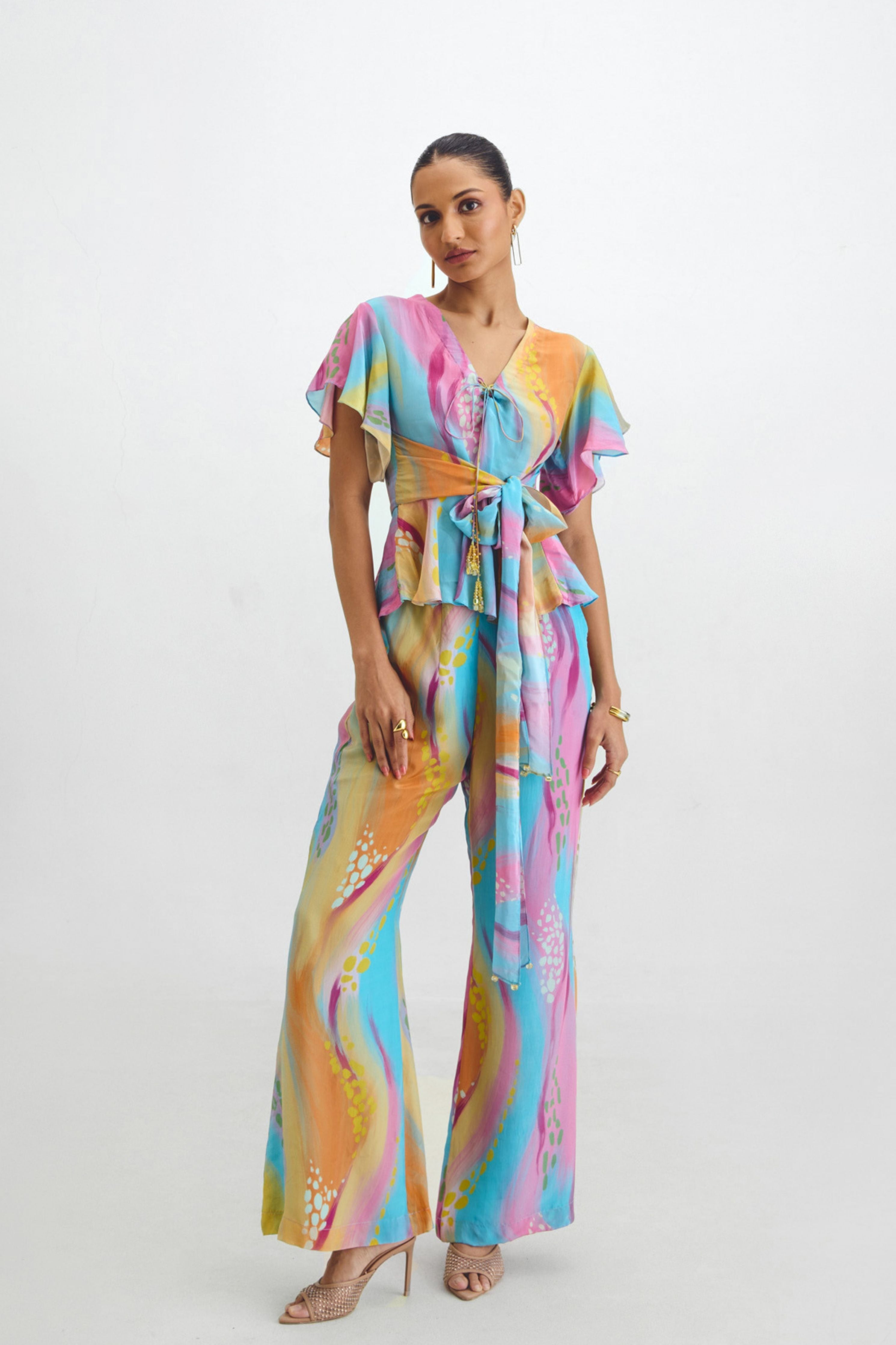 Criss Cross Top  Retro Pant Set In Gigi