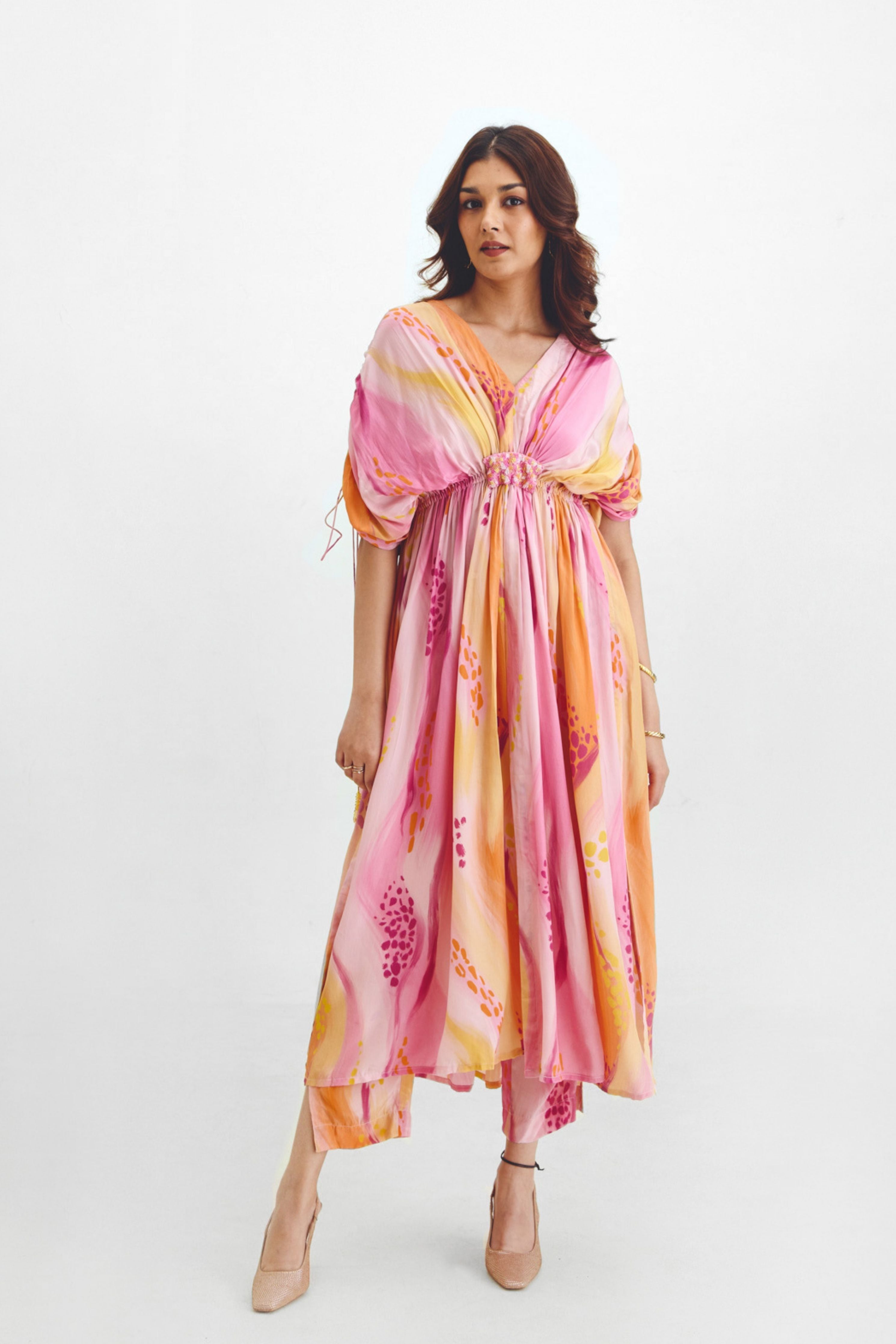 Pleated Tunic Narrow Pant Set In Mika