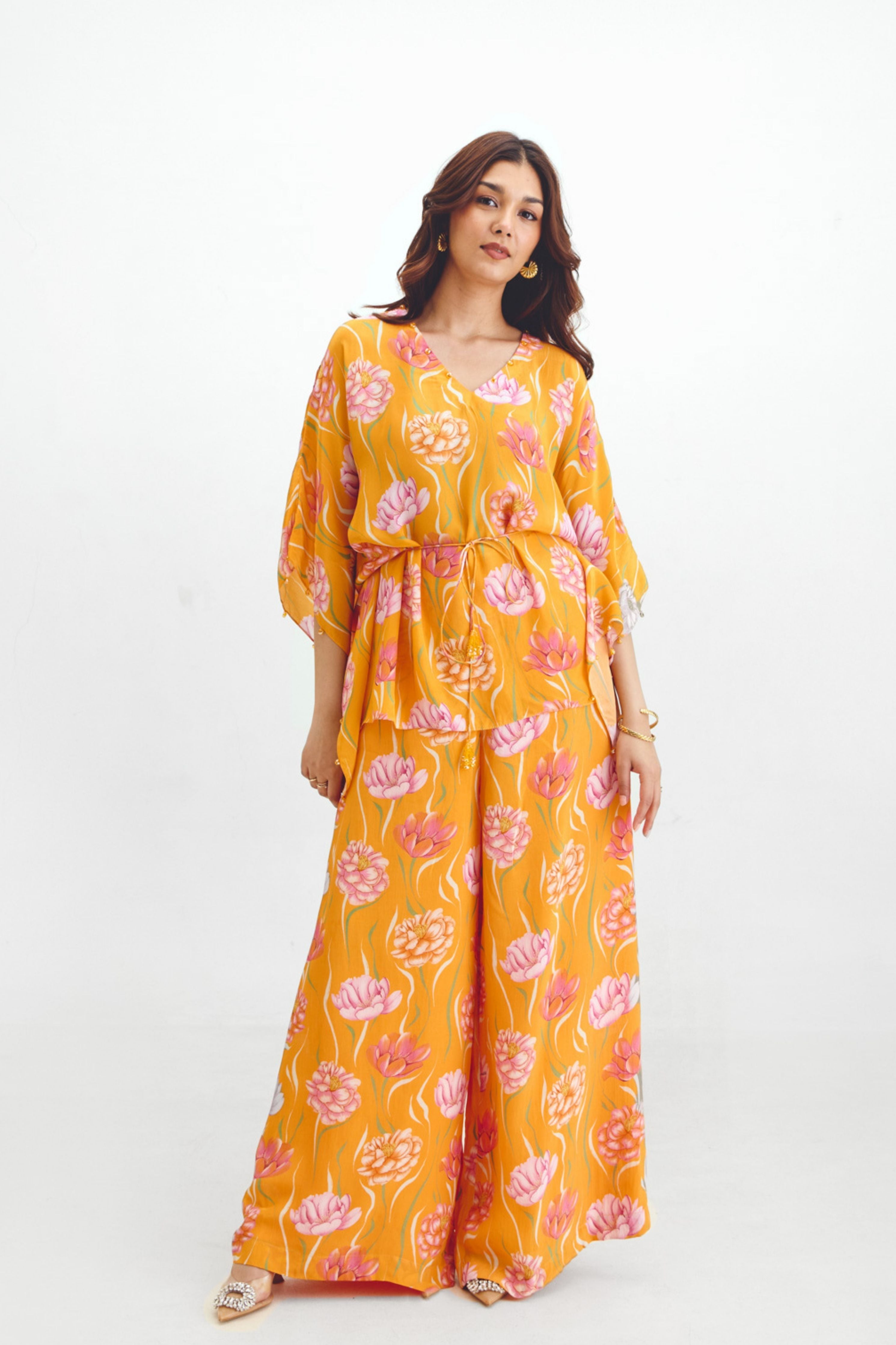 Kaftan Top  Flared Pant Co-ord Set In Avya