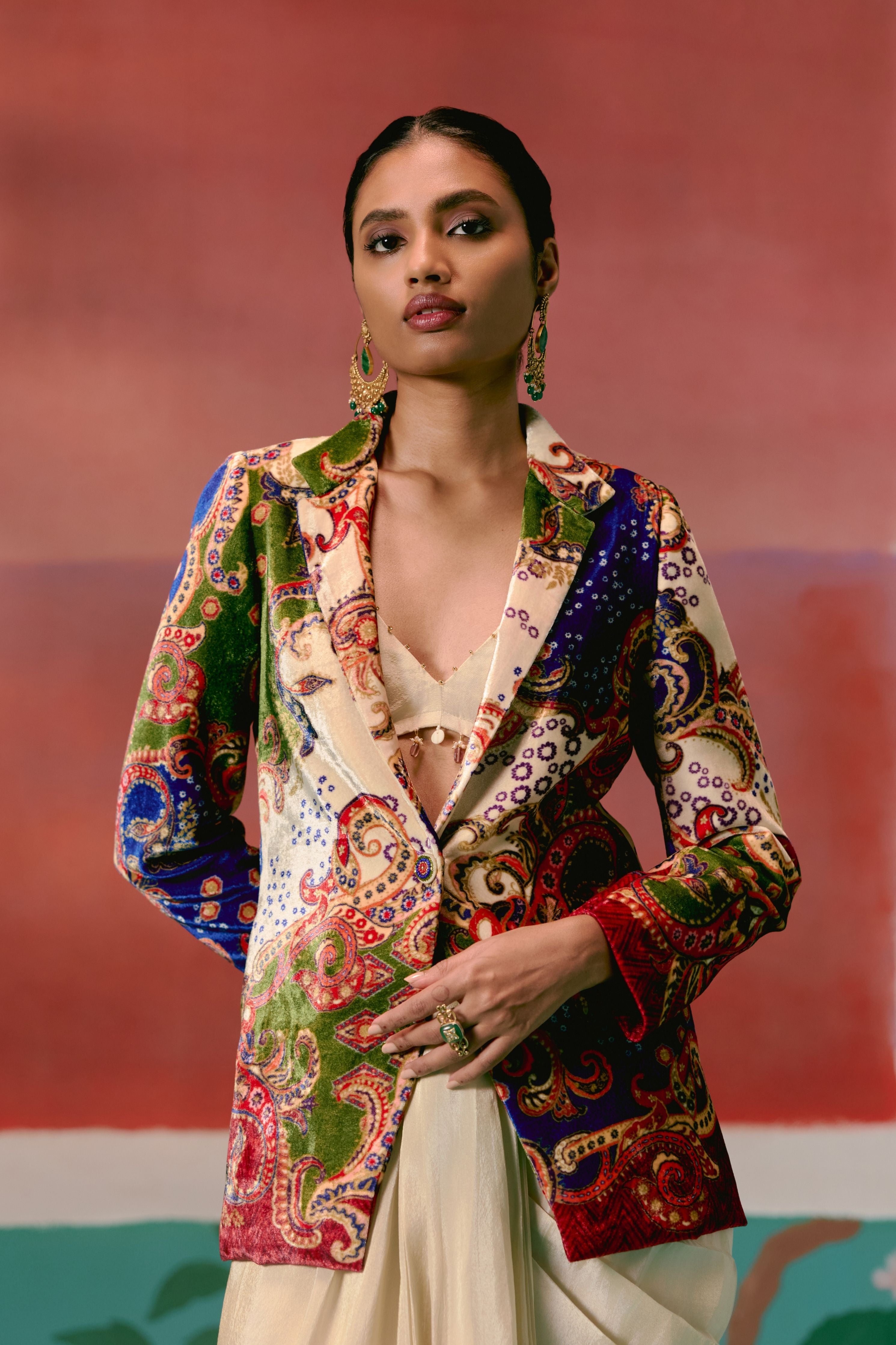 Paisley Blazer Dhoti Set