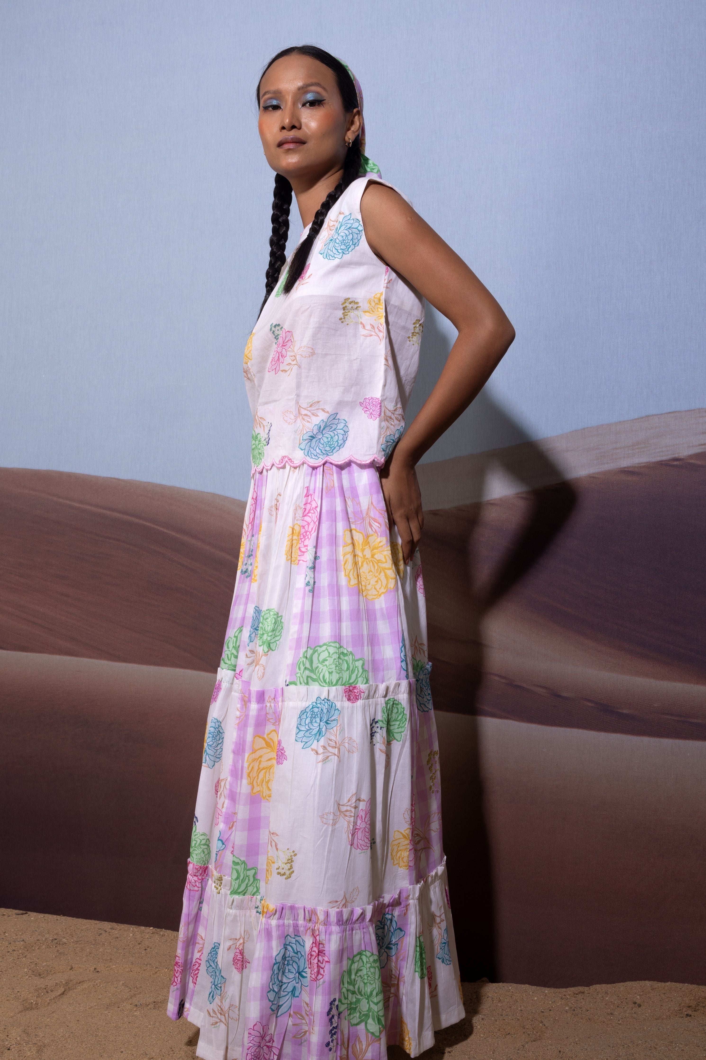 Patel Floral Scallop Top