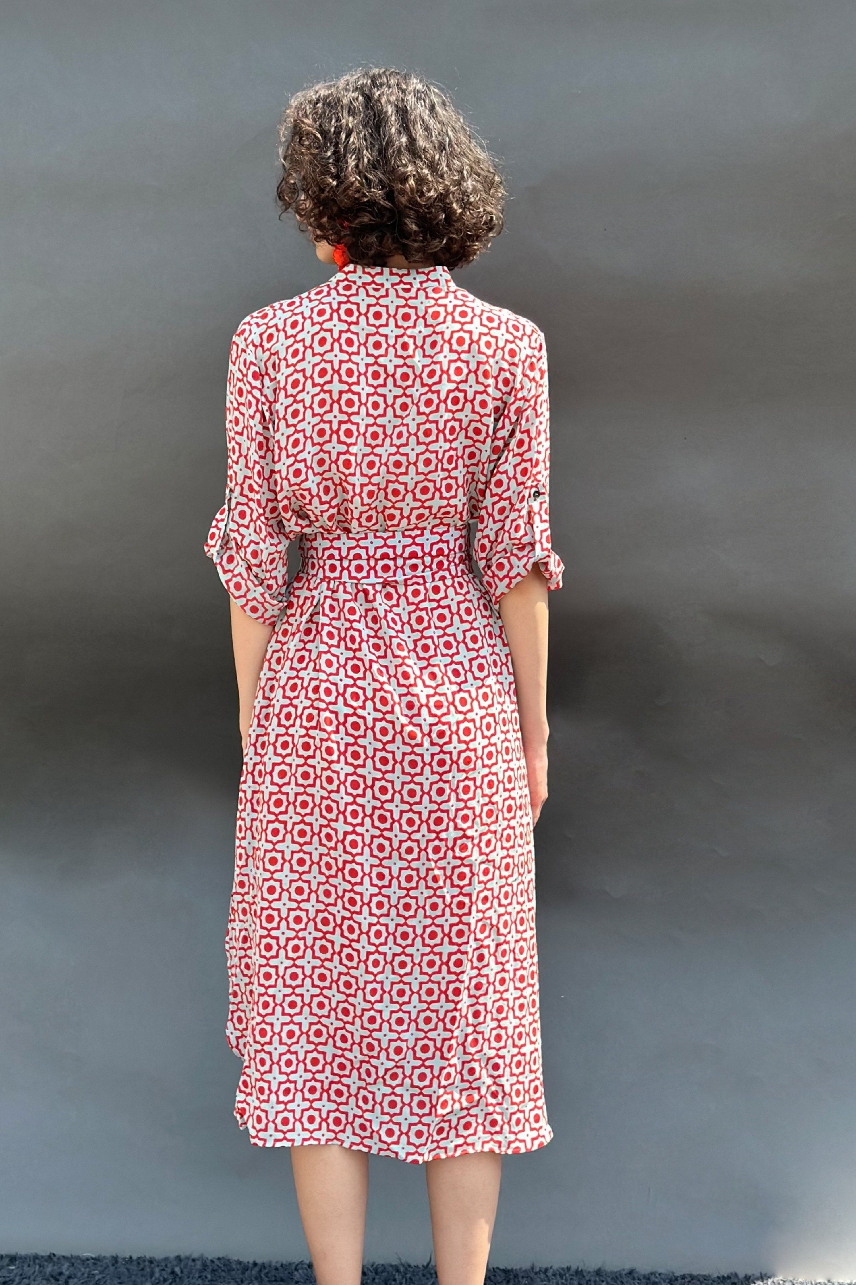 Peach Buttoned Tunic With Belt