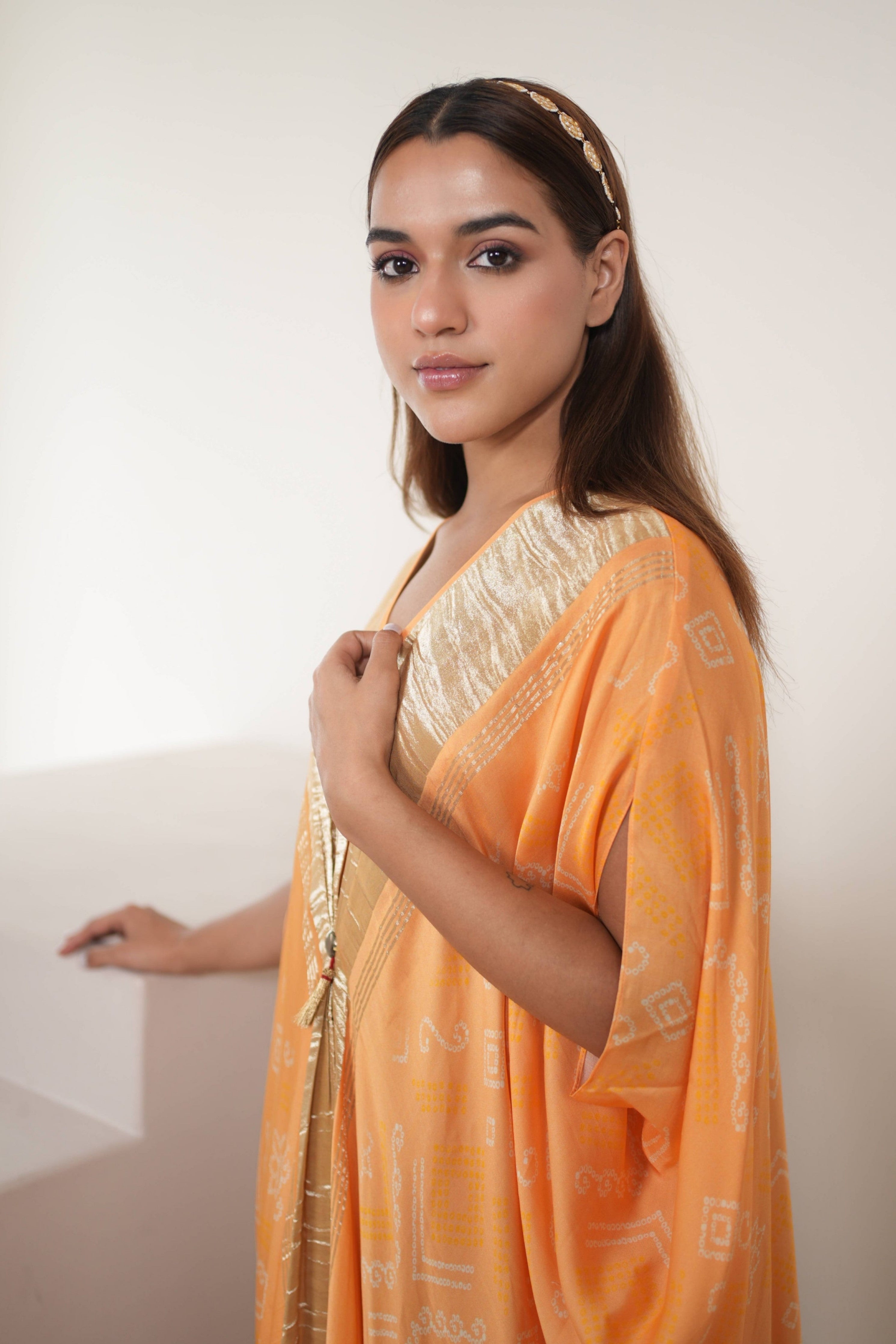 Peach Silver Kaftan